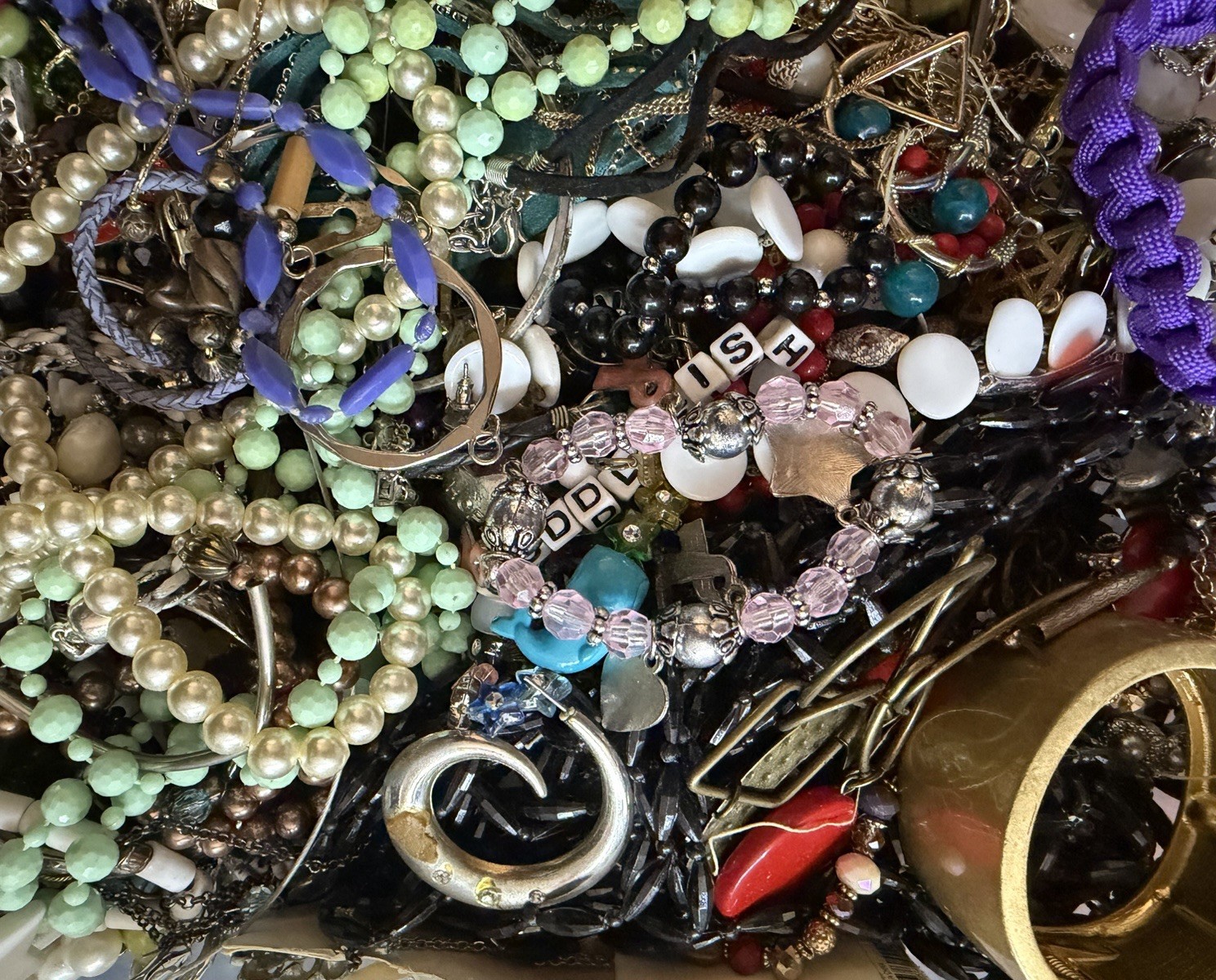 Estate Vintage to Mod Jewelry Lot 2 lb JUNK CRAFT WEAR REPAIR Untested Unsorted