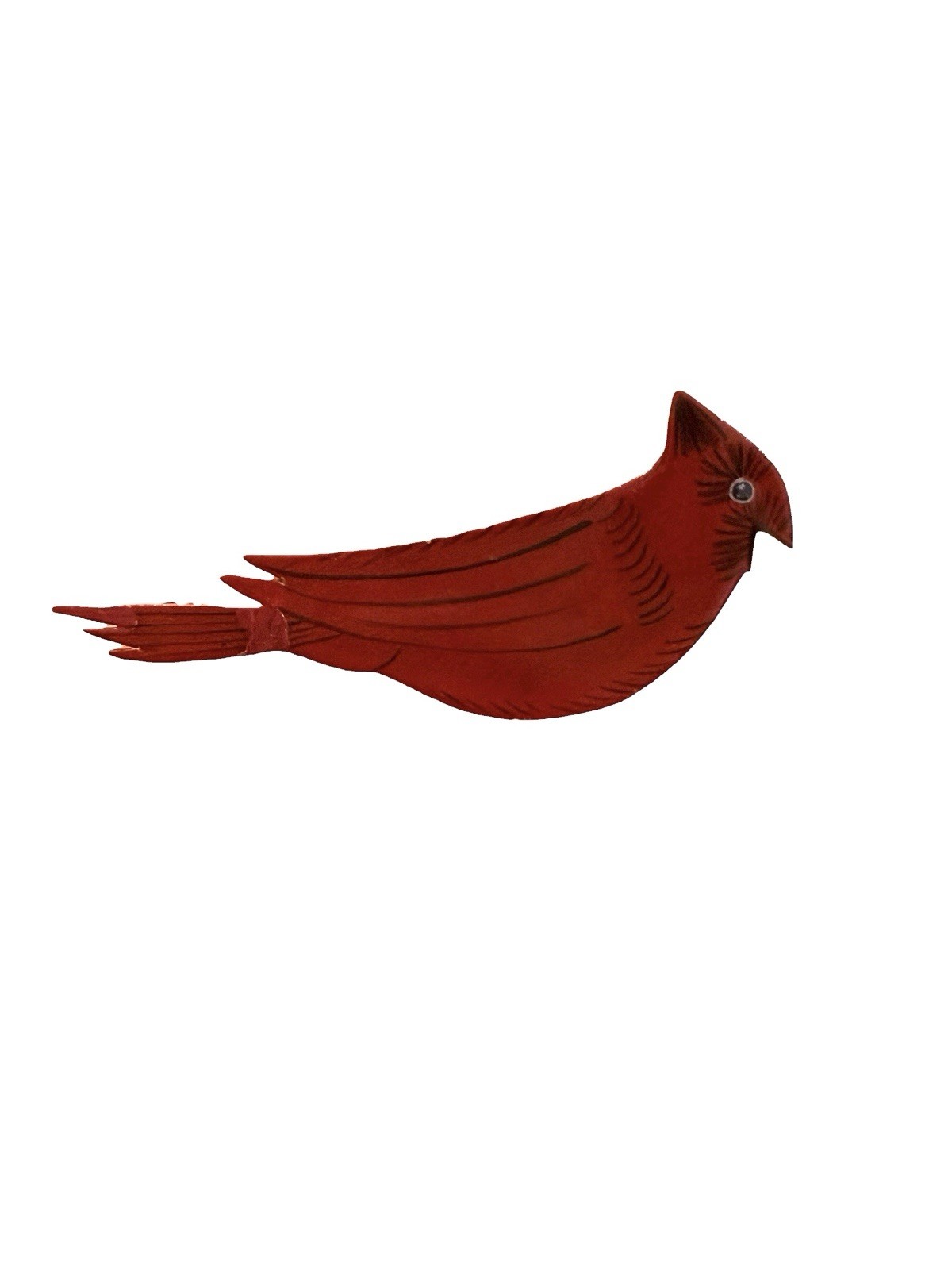 Handmade Enamel on Copper Red Cardinal Bird Brooch Pin Artist Signed JZ 1996