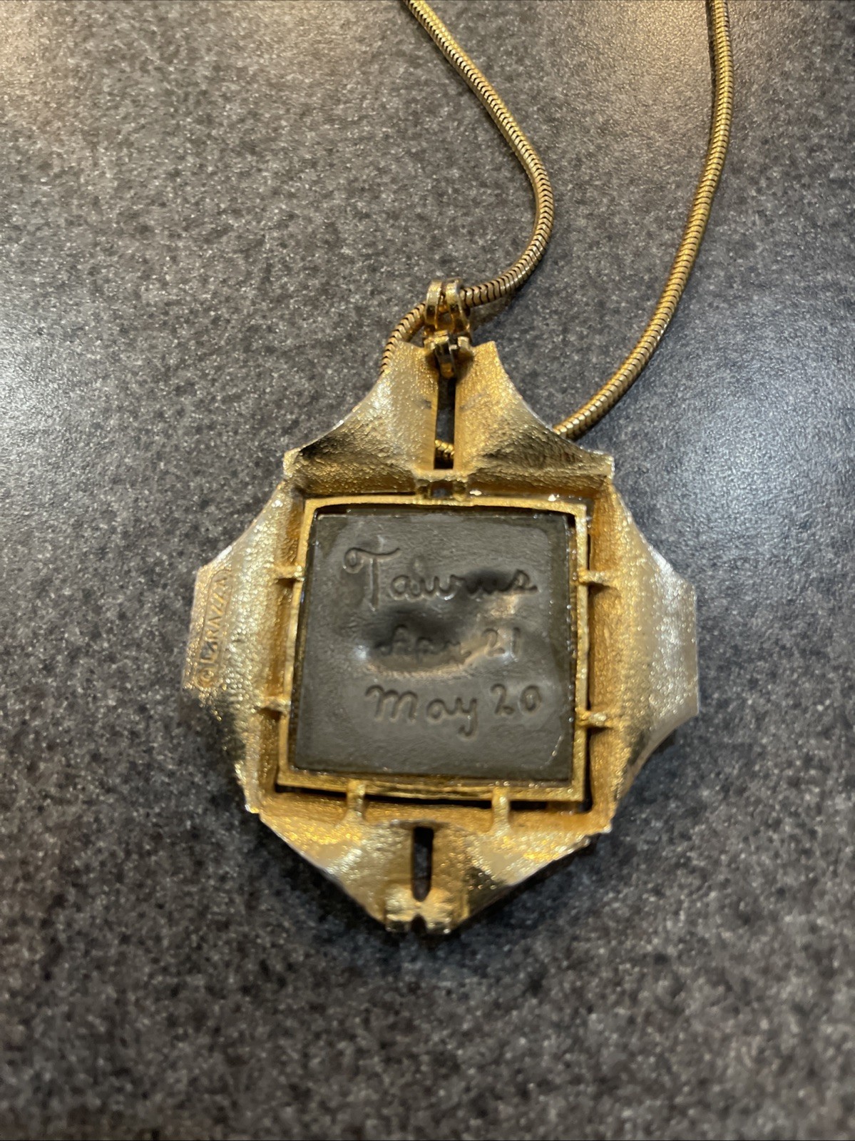 Vintage L Razza Zodiac Taurus Pendant Gold Tone Apr 21 – May 20 on 18 Necklace