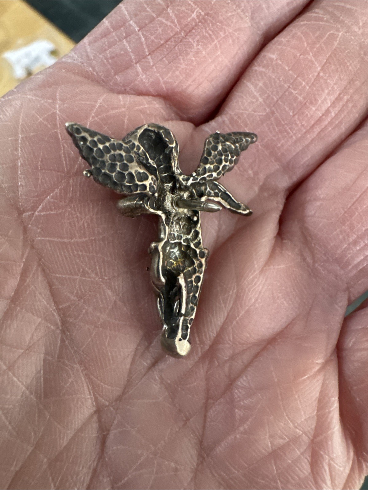Sterling Silver Cherub Guardian Angel Pin 5.2 Grams Vtg