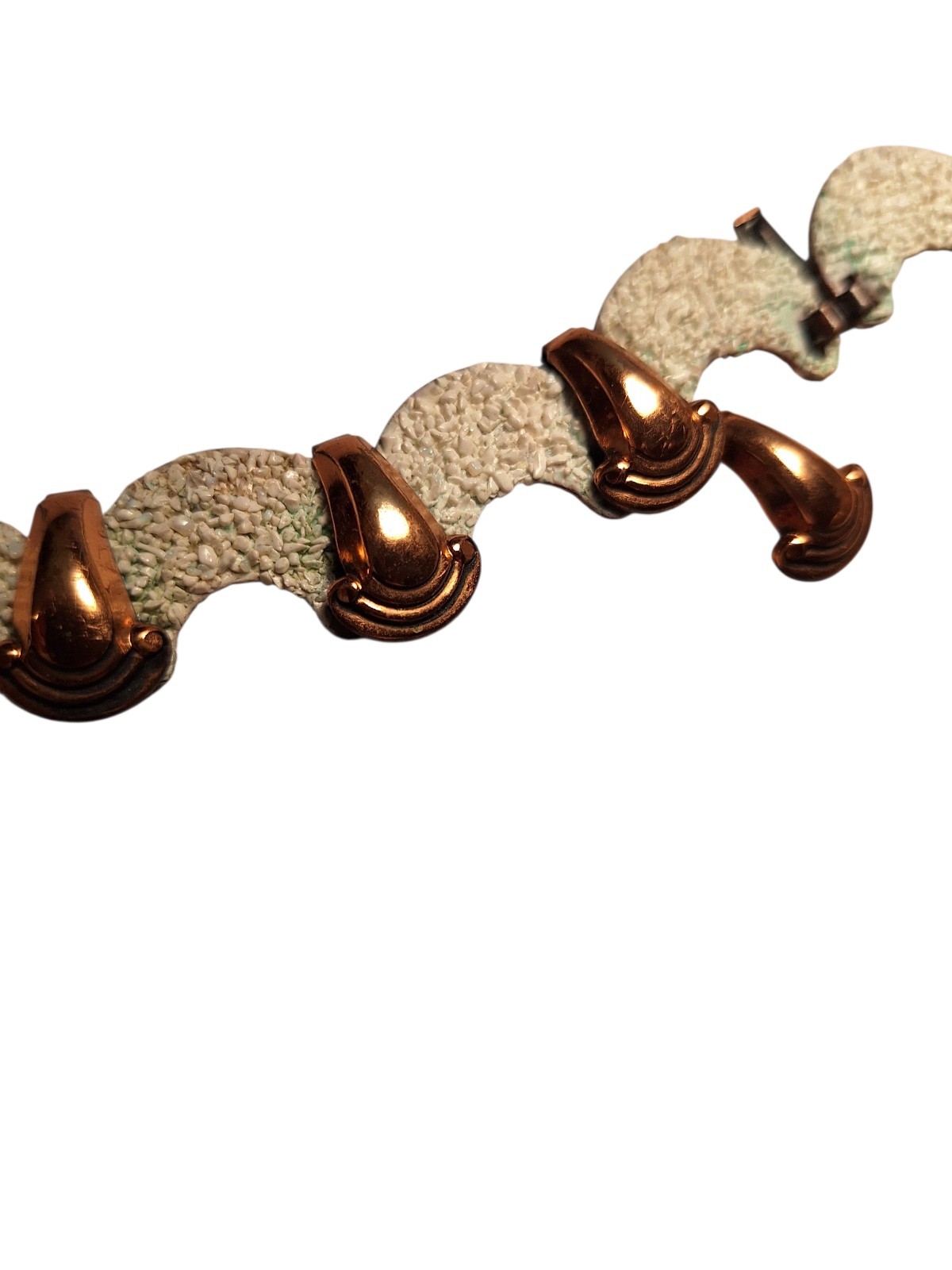 Vintage Copper & White Enamel Necklace Popcorn Texture For Repair SEE AD