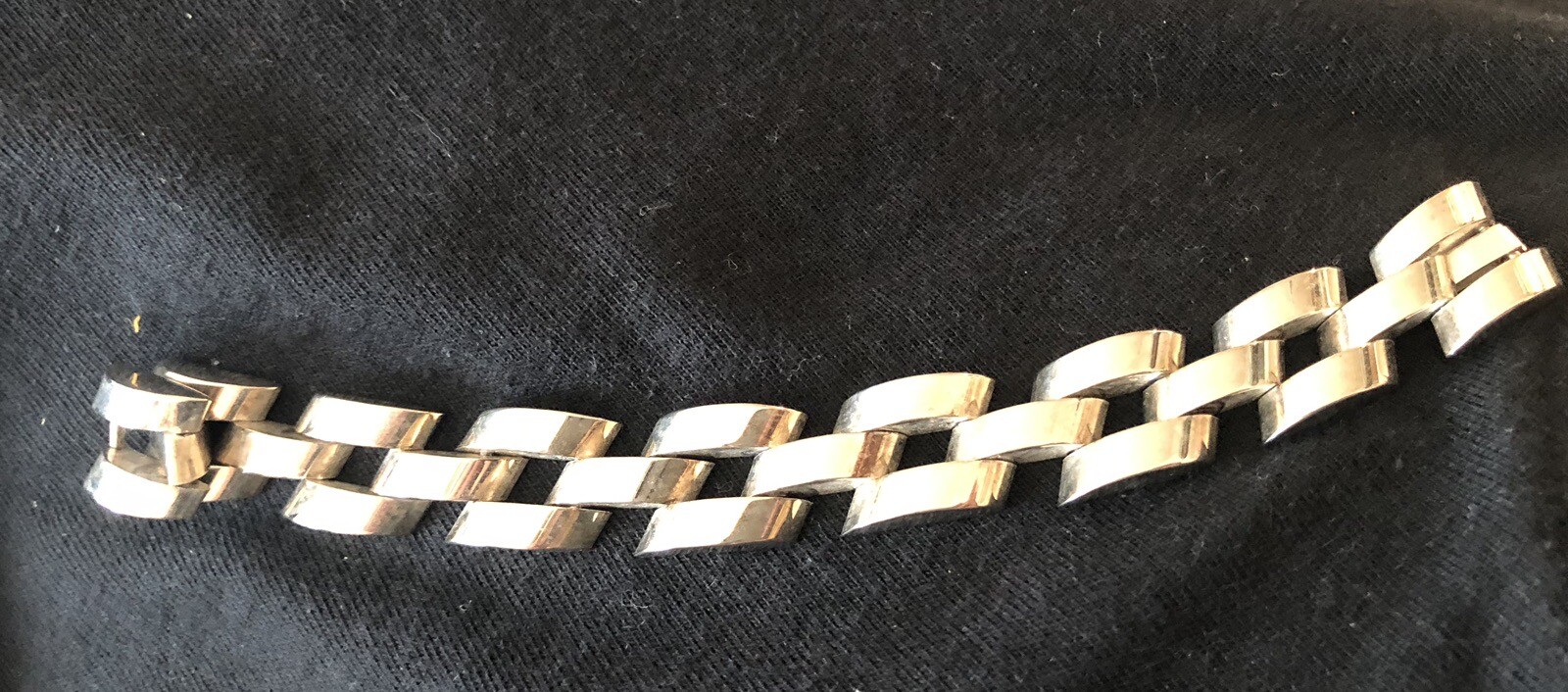 Vintage Modernist Half Circle Links with Rounded Top Silverplate Bracelet