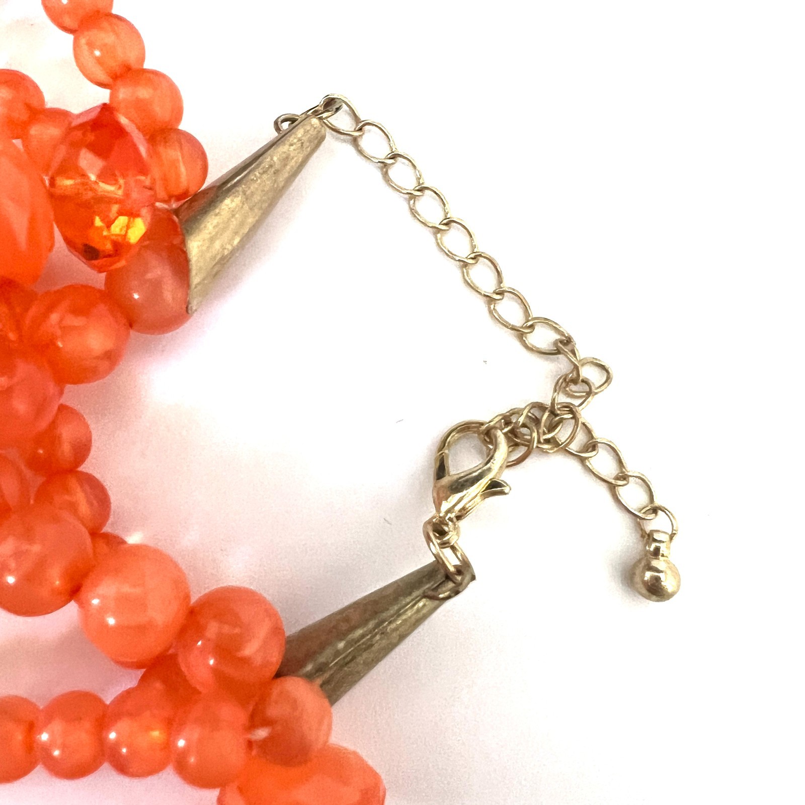 VTG Multi-Strand Orange Beaded Necklace Faceted Acrylic 20″ 4 Strands Adjustable
