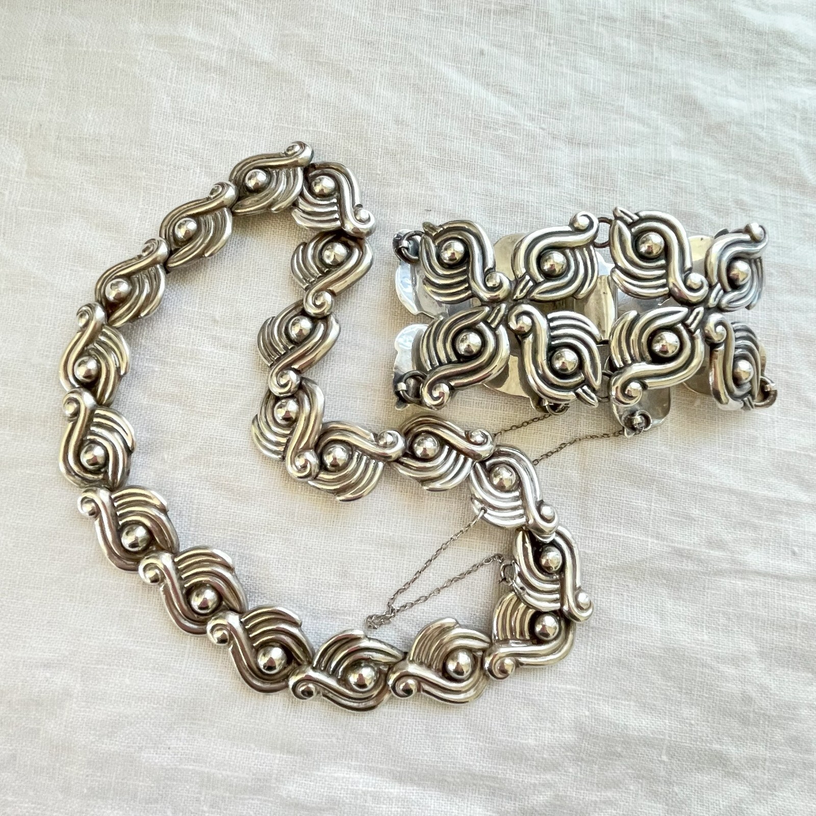 Vintage Los Castillo Necklace/Bracelet Set #122, Taxco Mexico Sterling