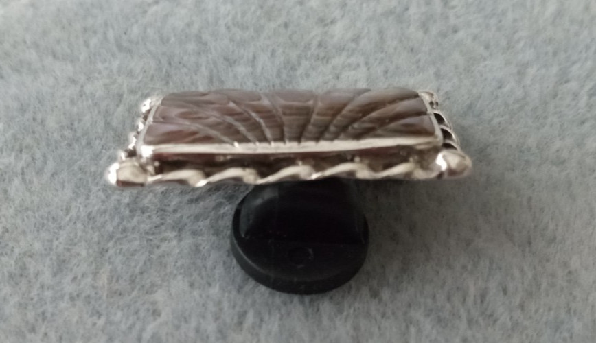 ANTIQUE Abalone Paua Shell Sterling Silver Twisted Bezel Set Brooch Pin