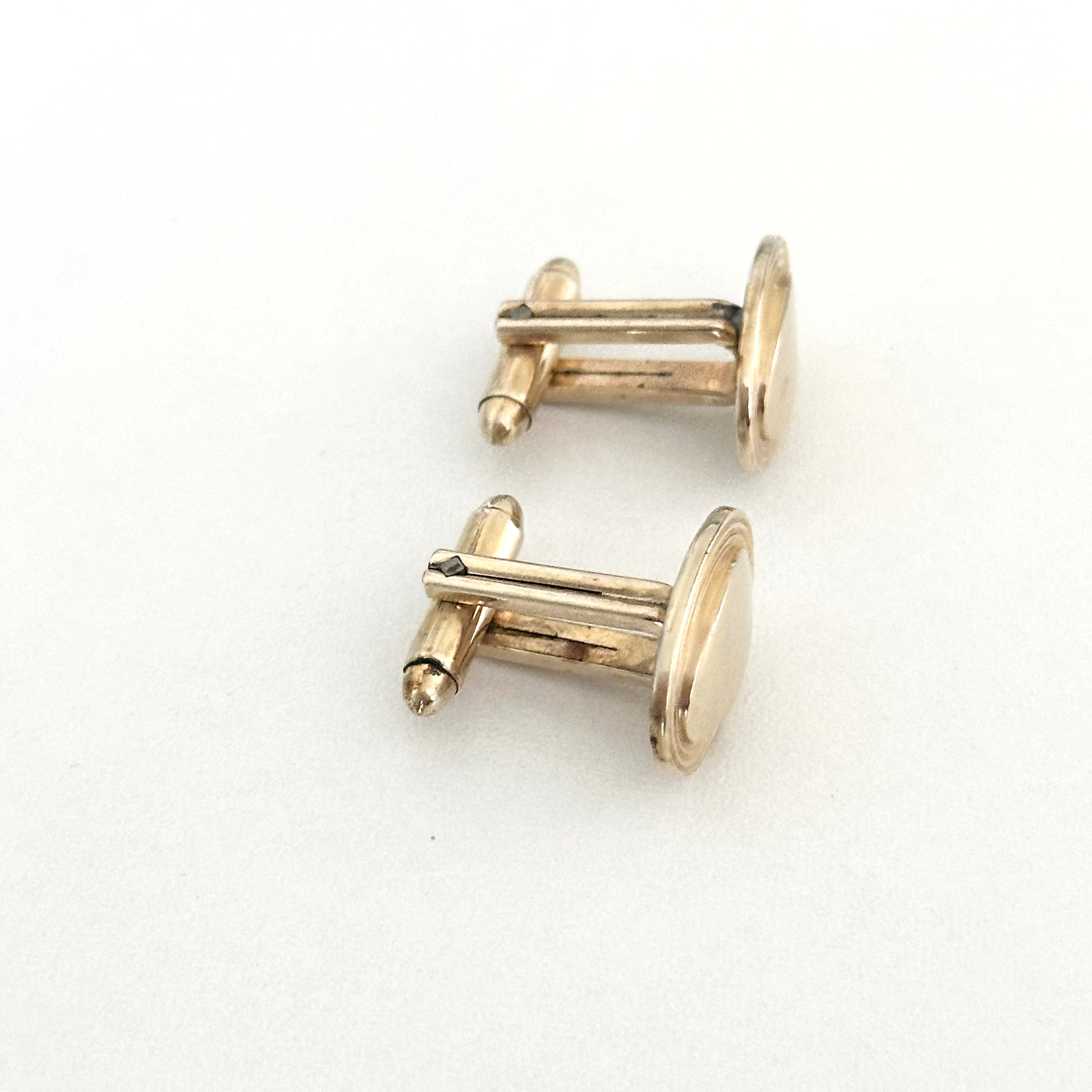 Vintage Hadley USA 12K Yellow Gold Filled Oval Bullet Back Cufflinks