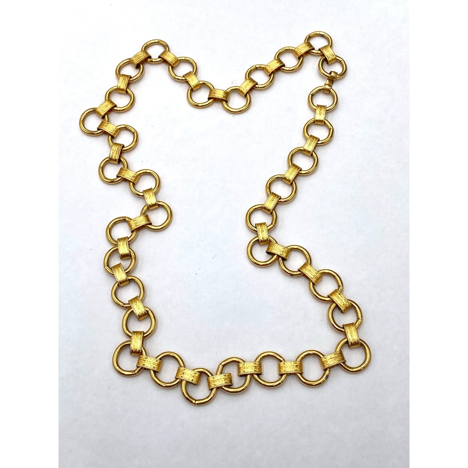 Vintage Necklace Chunky Links 25” No Clasp Half Link