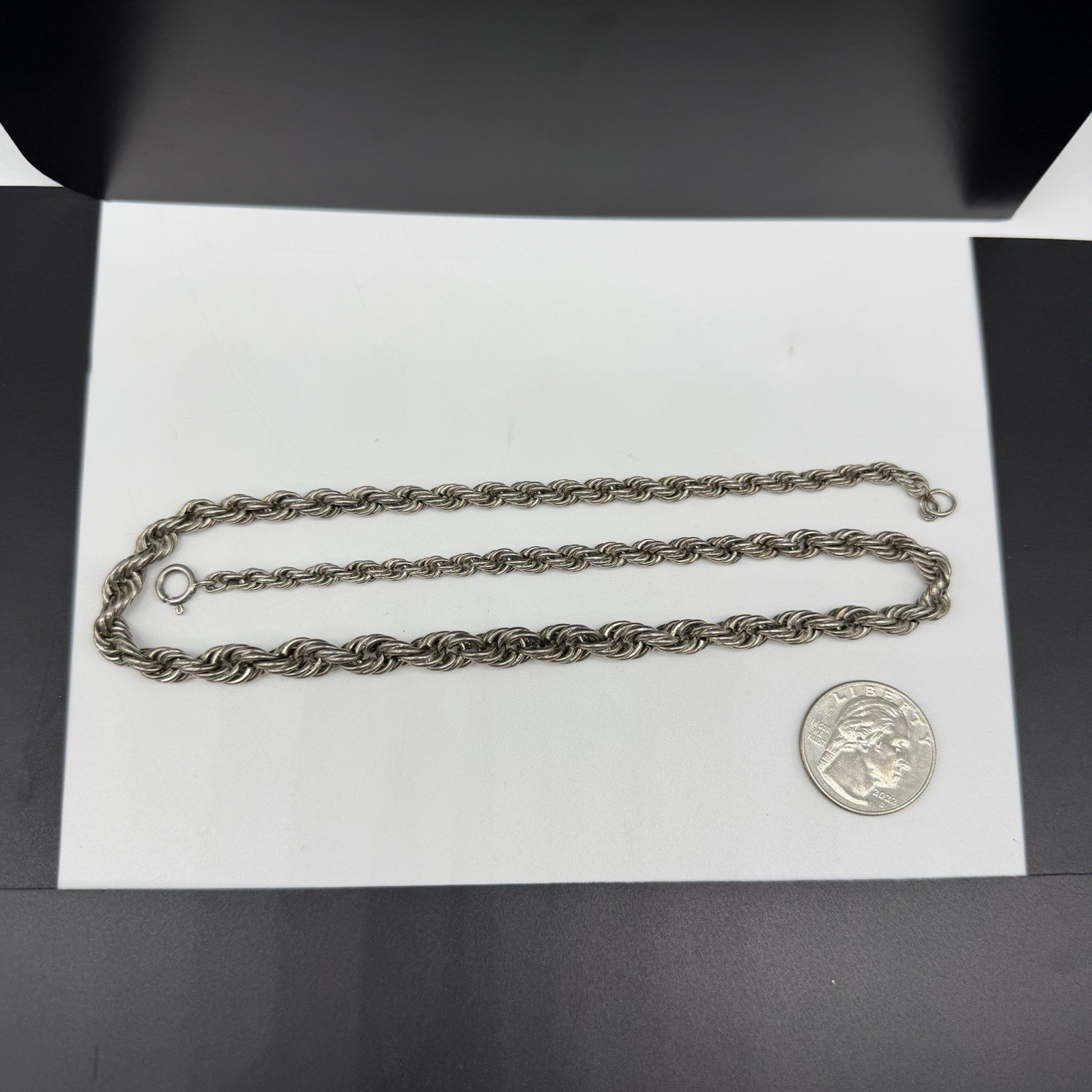 Vintage Chunky Sterling Silver 4.3mm-7.5mm Graduated Rope Chain 19″ Necklace 44g