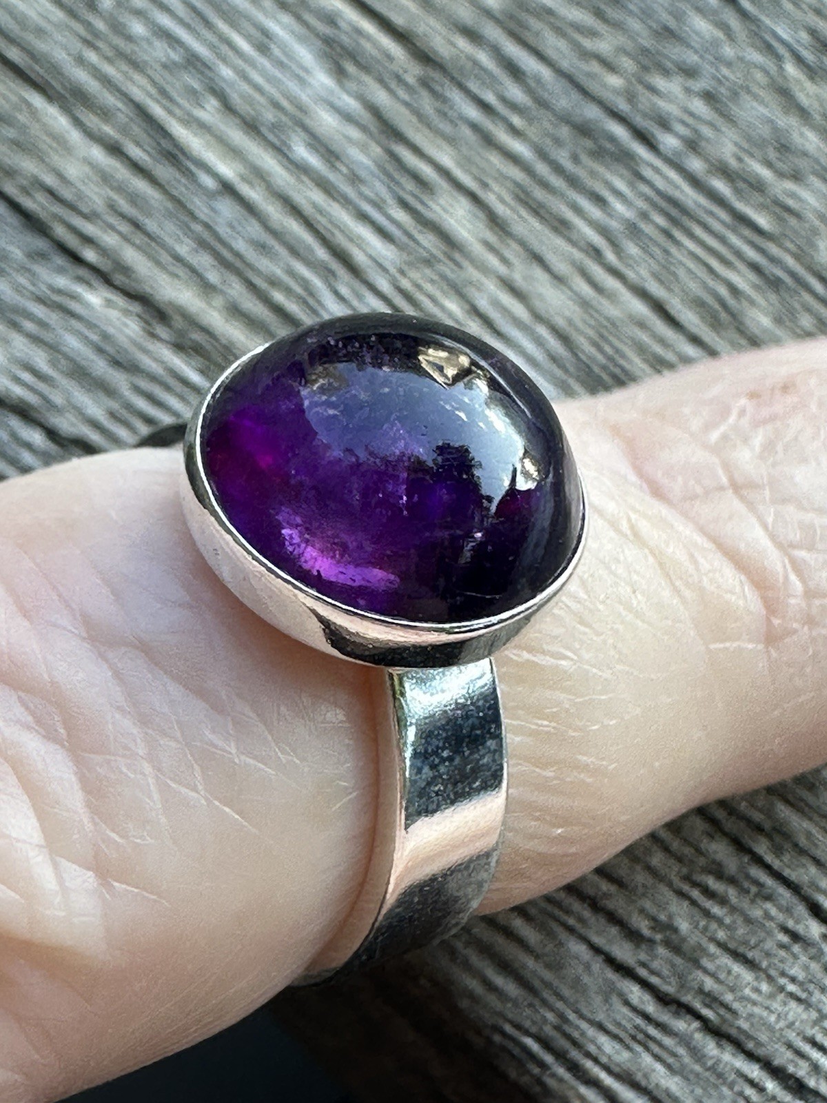 N.E From Vintage Denmark 925S Sterling Silver Modernist Ring Amethyst 1398