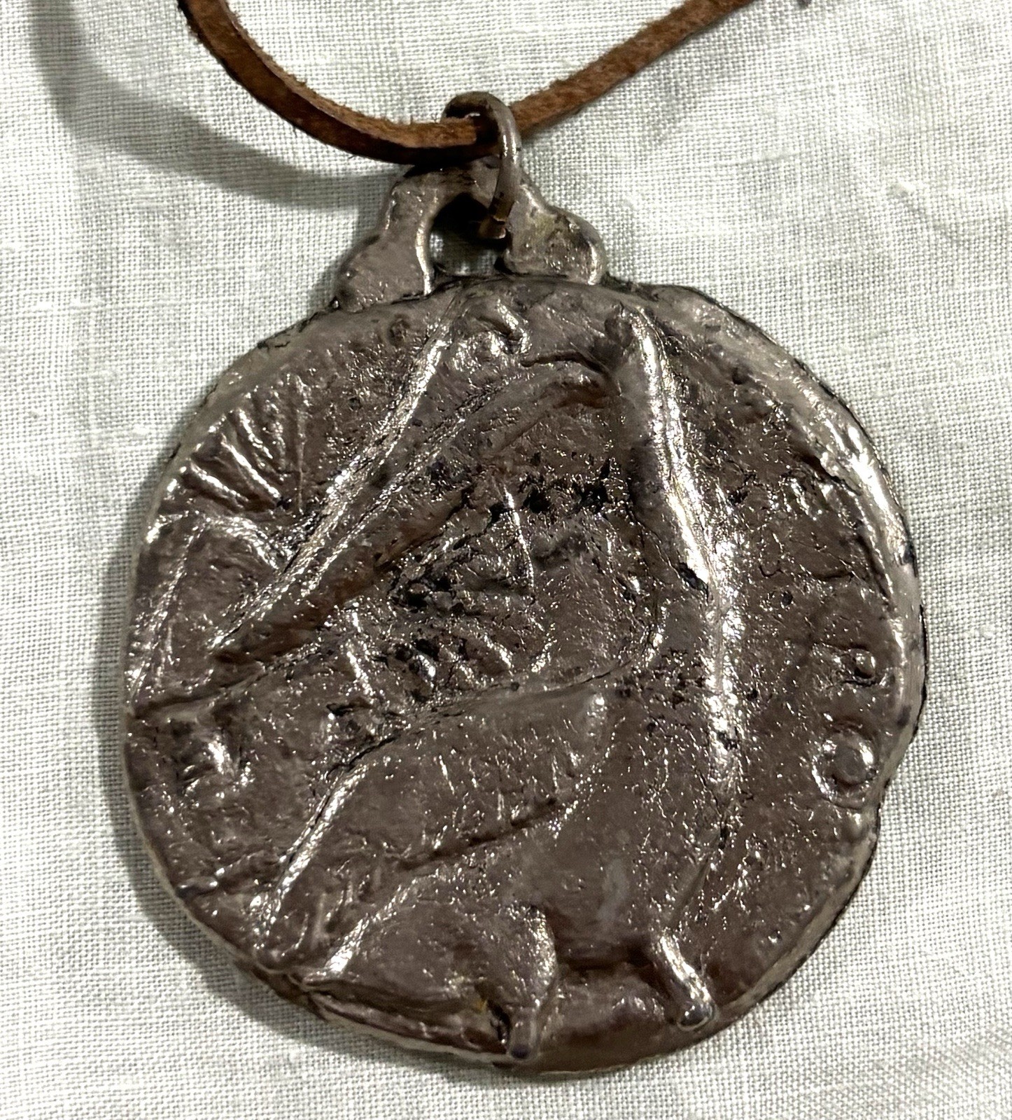1958 Vintage Mykonos Greece Petros Pelican Pendant Necklace Windmill Souvenir