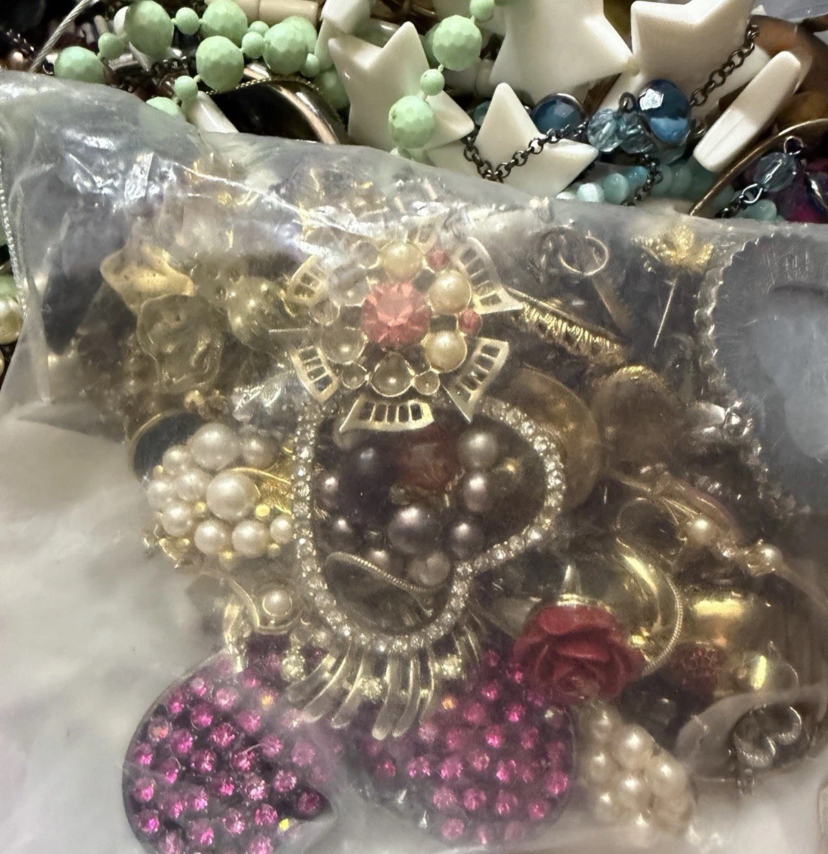 Estate Vintage to Mod Jewelry Lot 2 lb JUNK CRAFT WEAR REPAIR Untested Unsorted