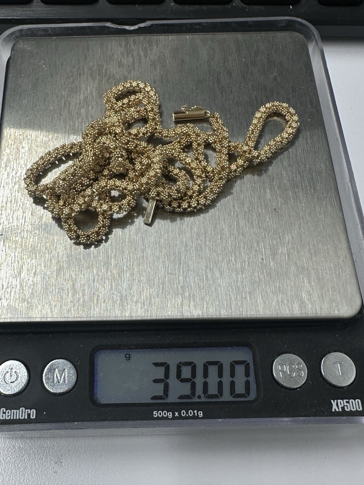 Vintage 14k Yellow Gold Long 31″ 3.3mm Textured Beaded Chain Necklace 39 Grams