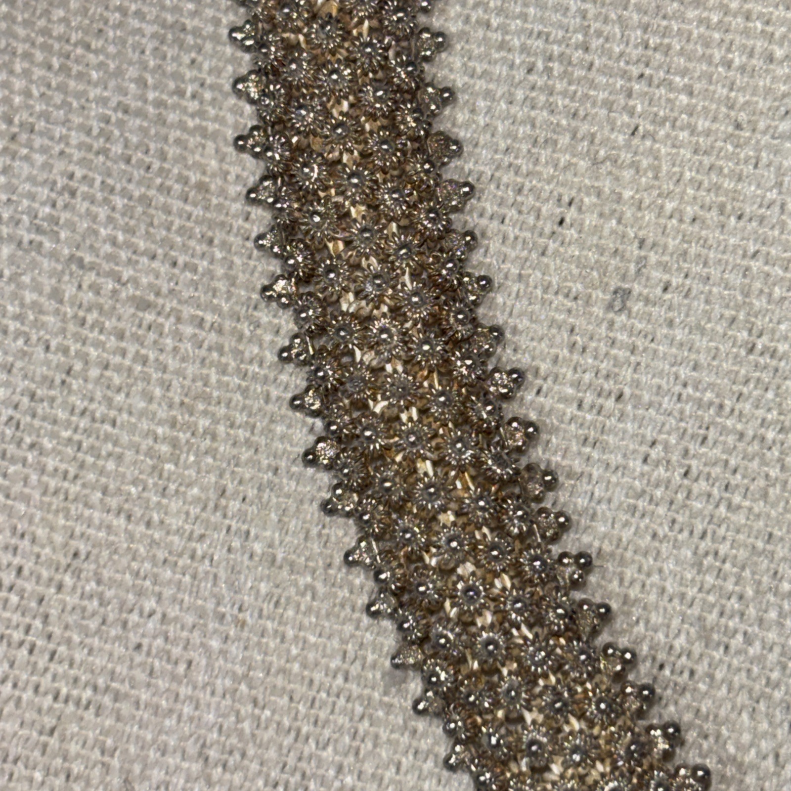 Vintage Sterling Silver Flower Cannetille Choker Necklace 16”