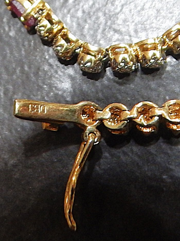 DEE BERKLEY 925 Sterling Silver Vermeil Ruby Tennis Bracelet 9.4g DBJ Signed