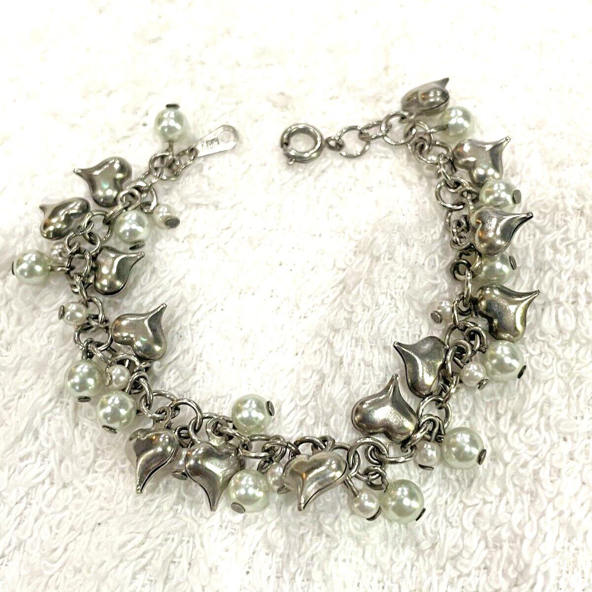 Vintage Puff Heart Charm Bracelet Korea