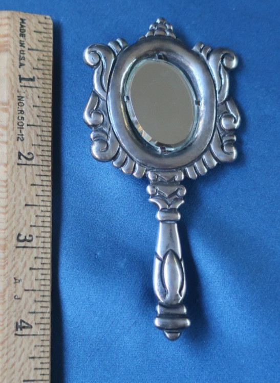 HUGE RARE VINTAGE EARLY LOS CASTILLO TAXCO STERLING SILVER MIRROR PIN