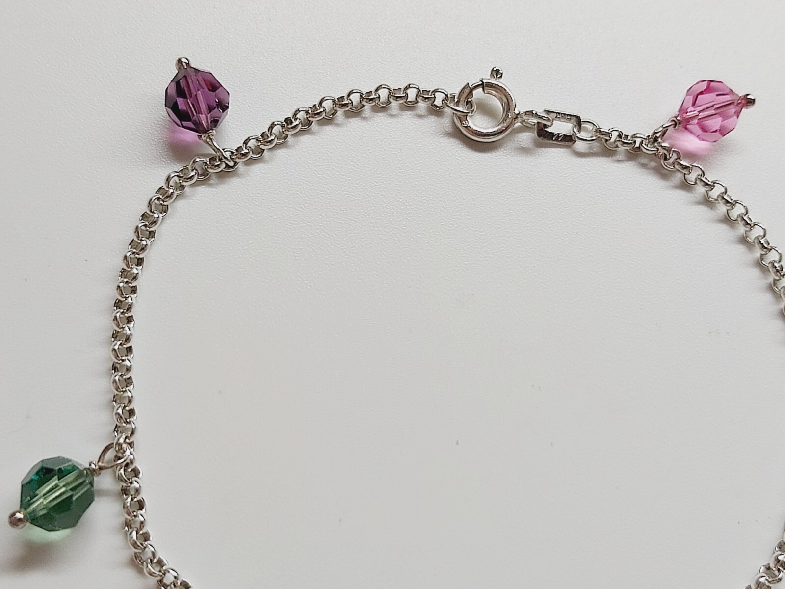 Beautiful Vintage Silver 925 Ladies Multicolor Czech Glass Beads Bracelet