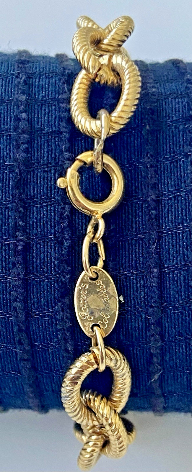Vintage Joan’s Collectibles Gold Tone Textured Cable Link Bracelet – 8.25″ Long
