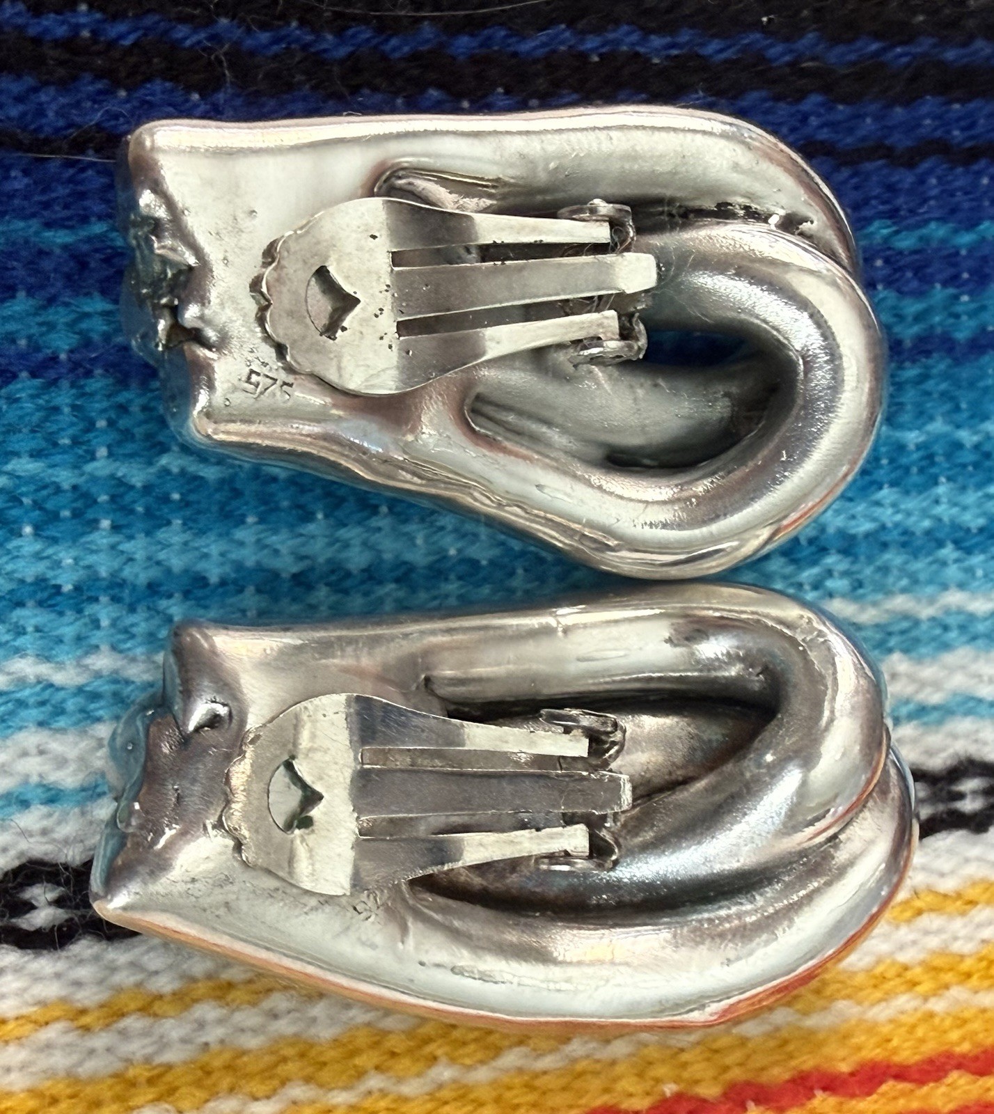 Vintage Modernist Sculpted Electroform Sterling Silver Clip-On Earrings 18.9g