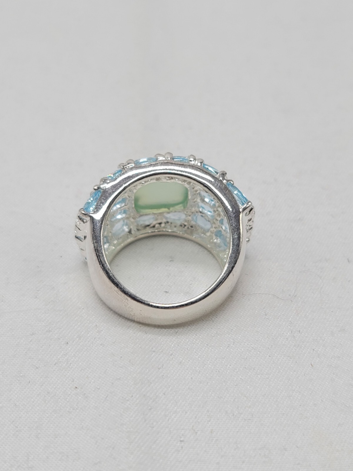 Chalcedony Blue Topaz Ring Size 7 Statement 925 Sterling Silver New In Box HSN