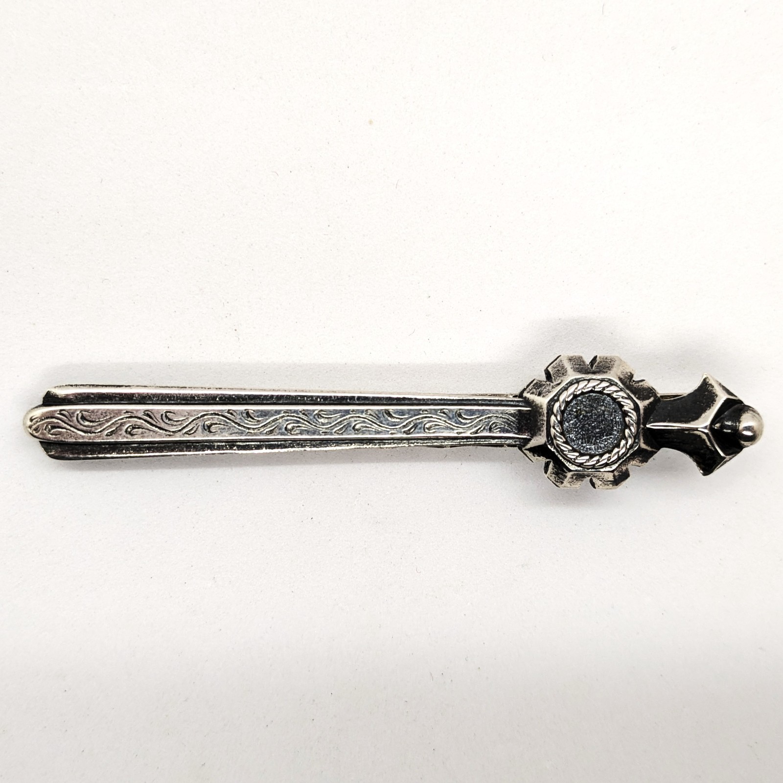 Vintage Luxury Soviet tie Clip made of ⭐875 Silver with the Star USSR hallmark#4