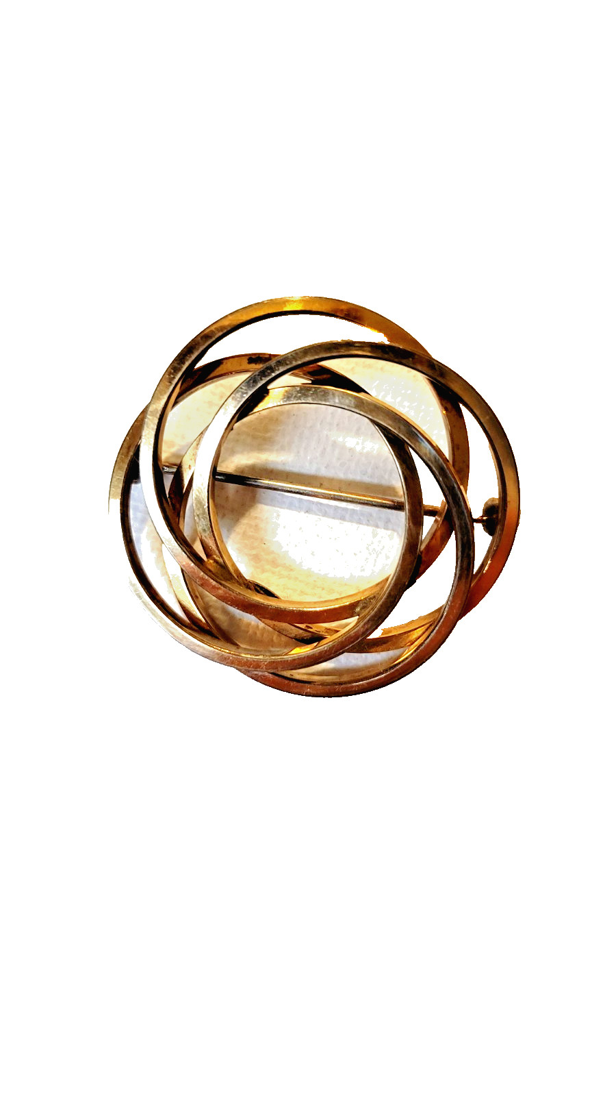 Vintage love knot circle pin 1+1/4″ marked 1/20 gold filled WRF used good cond.