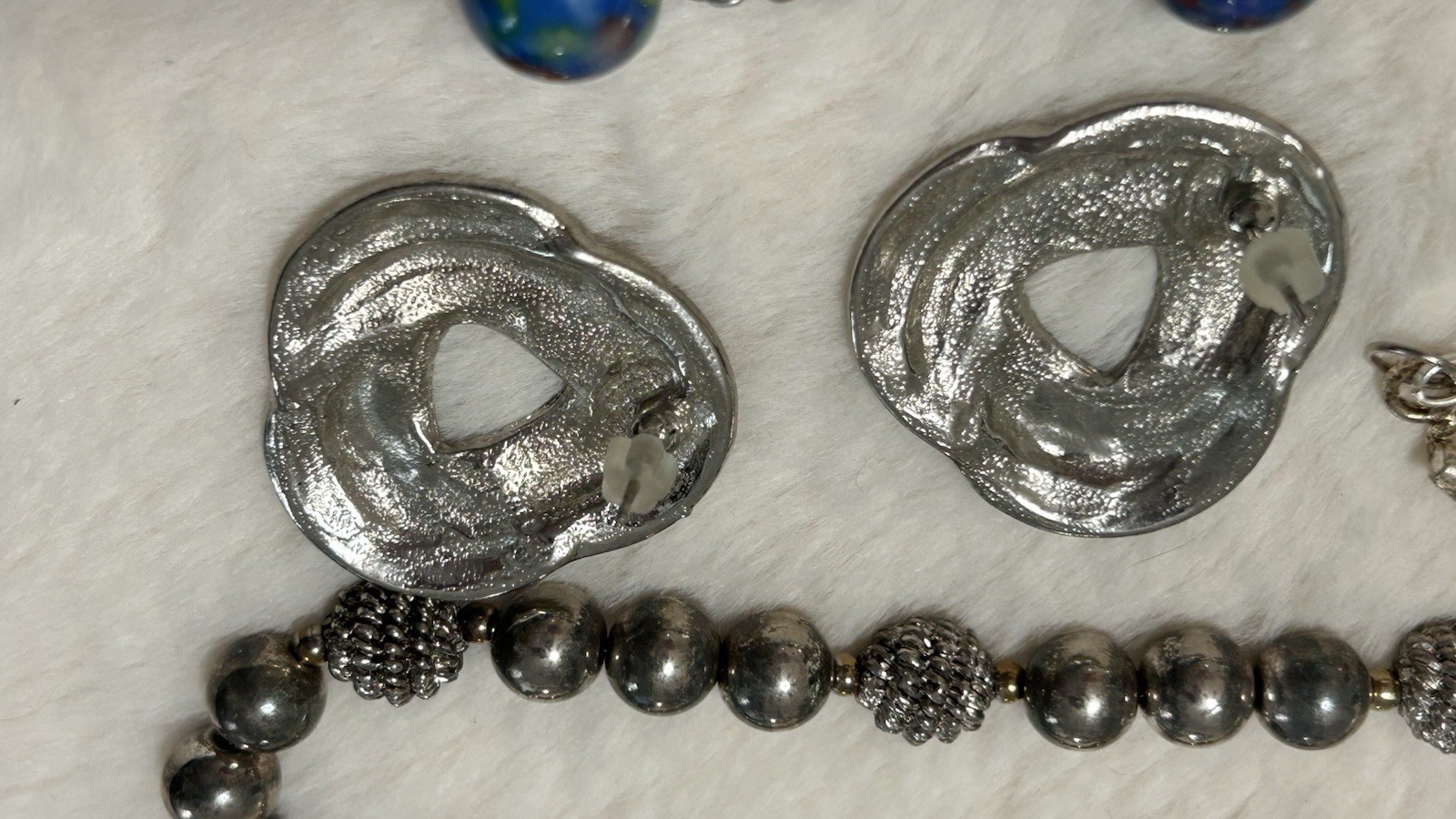 Vintage 90’s Jewelry Lot Of 6 Turquoise Lavender Silver Tone Necklace Earrings