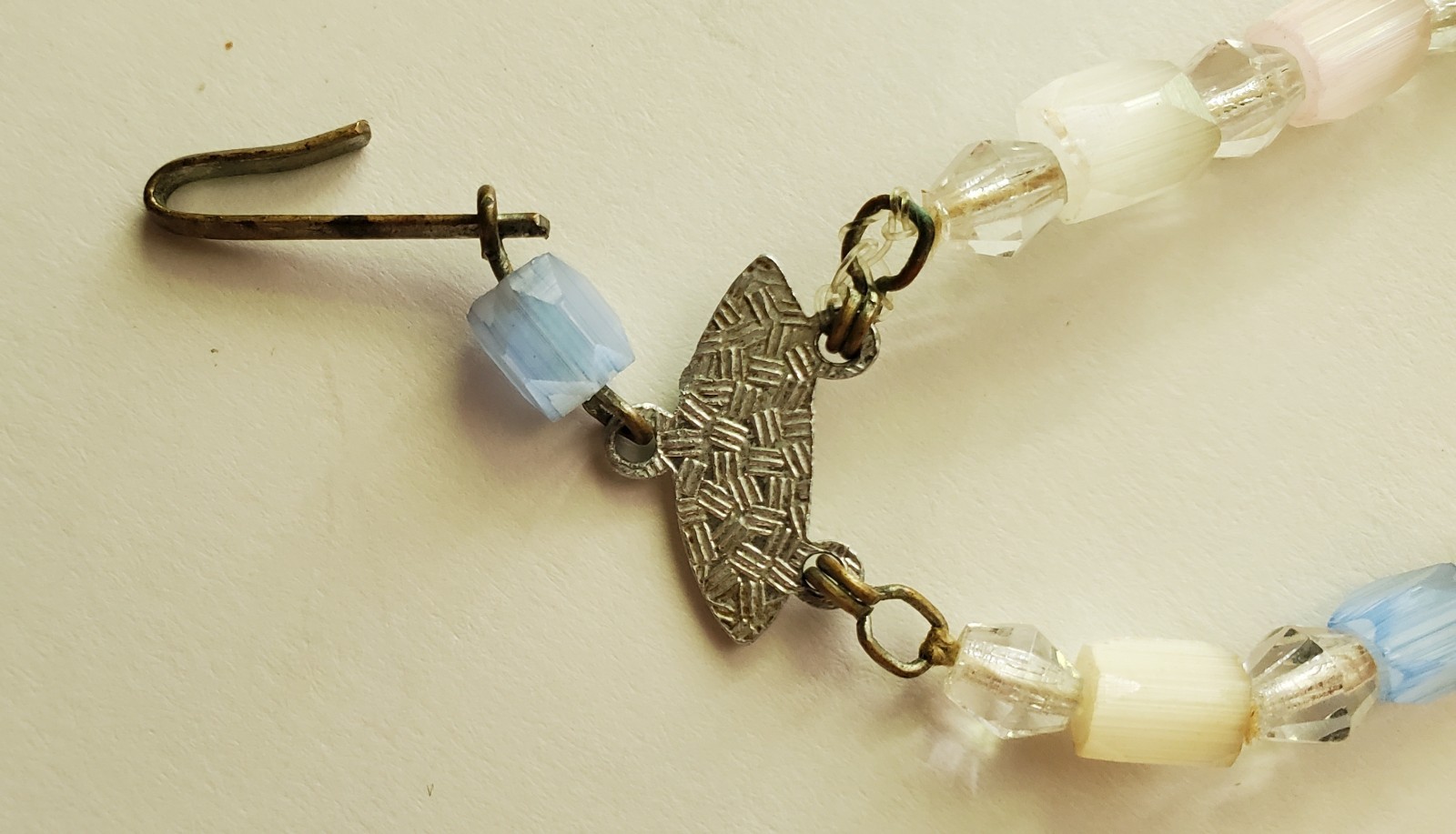 Vintage multi-strand satin glass necklace, graduated pastel beads