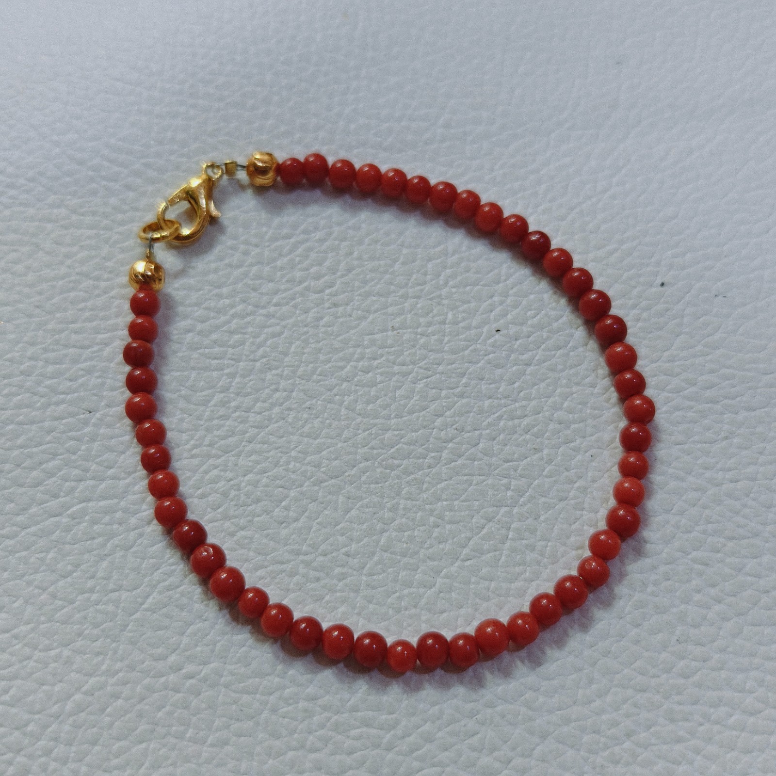 Natural Red Coral Beads Bracelet Italy Coral Bracelet Handmade Gemstone Jewelry