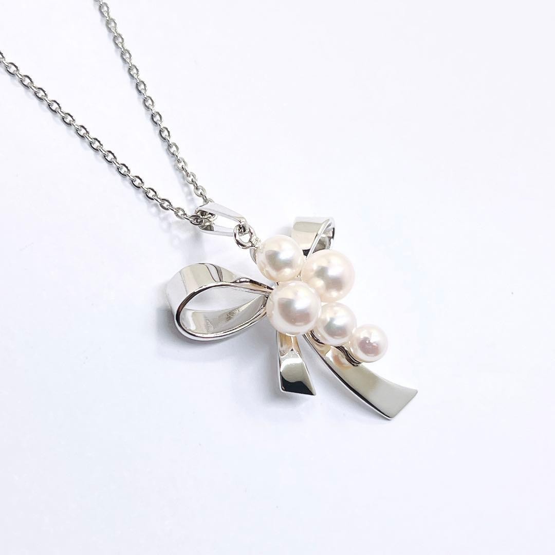 Authentic MIKIMOTO Pearl Brooch Leaf Motif 7 Akoya Pearls Silver M Stamp Japan