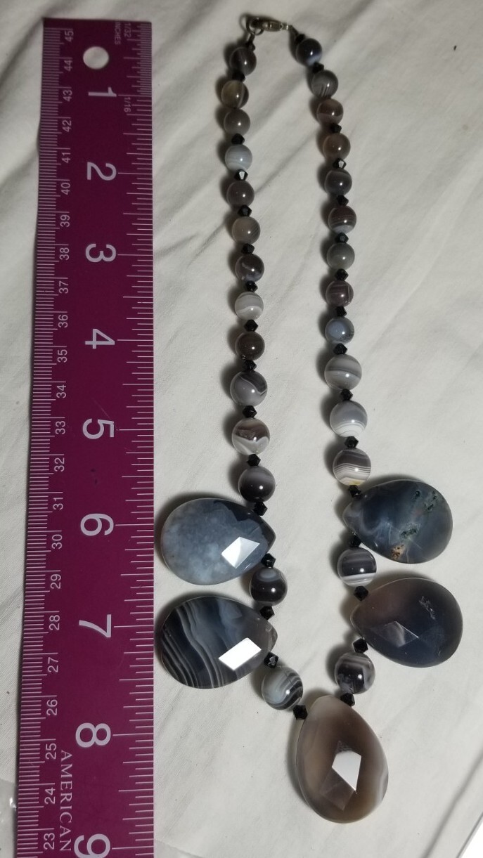 Chunky Faceted Natural Stone Polished Necklace with Faceted Beads