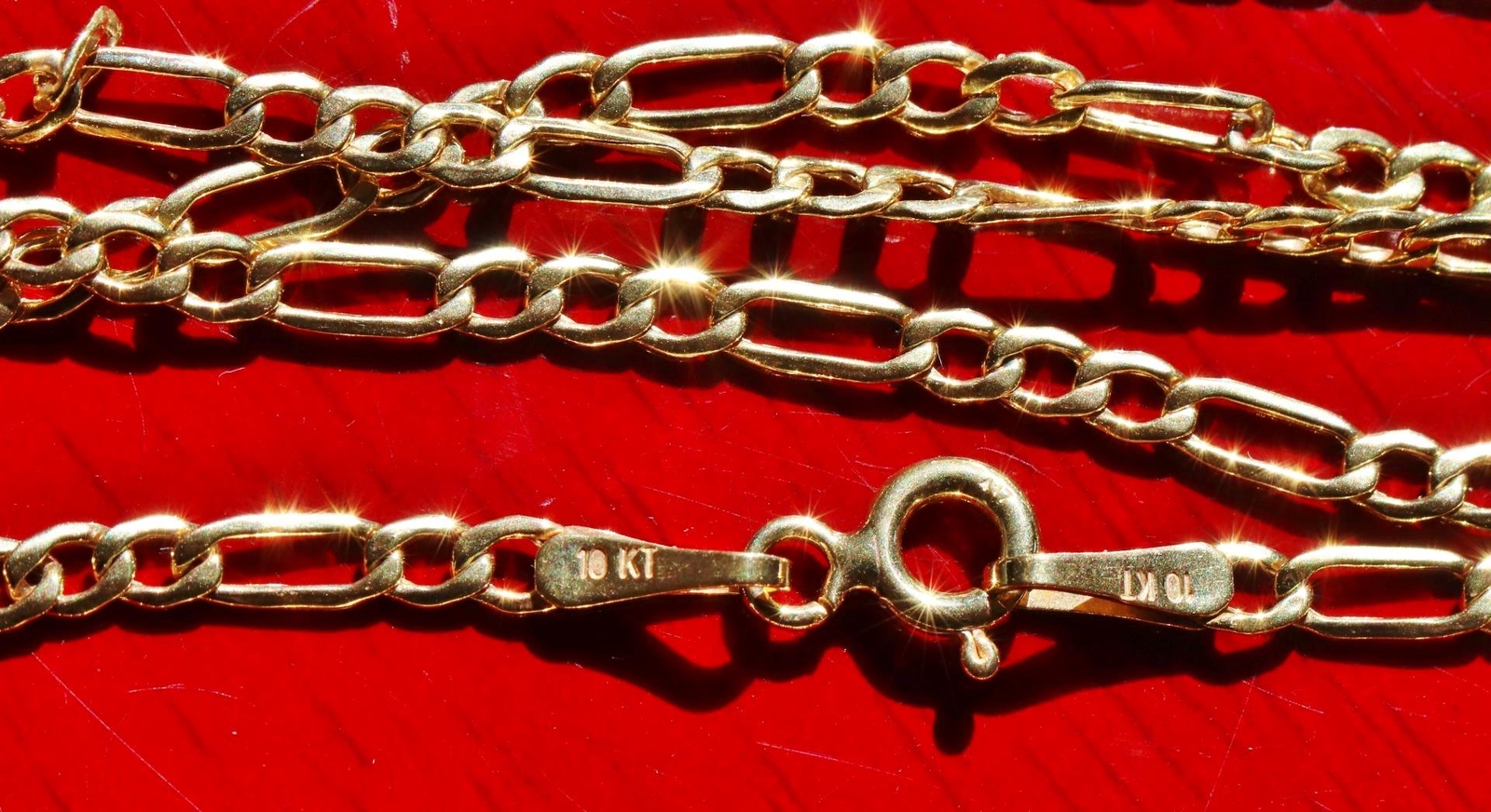 10k yellow gold necklace 24.0″ Figaro link chain vintage handmade 2.23gr