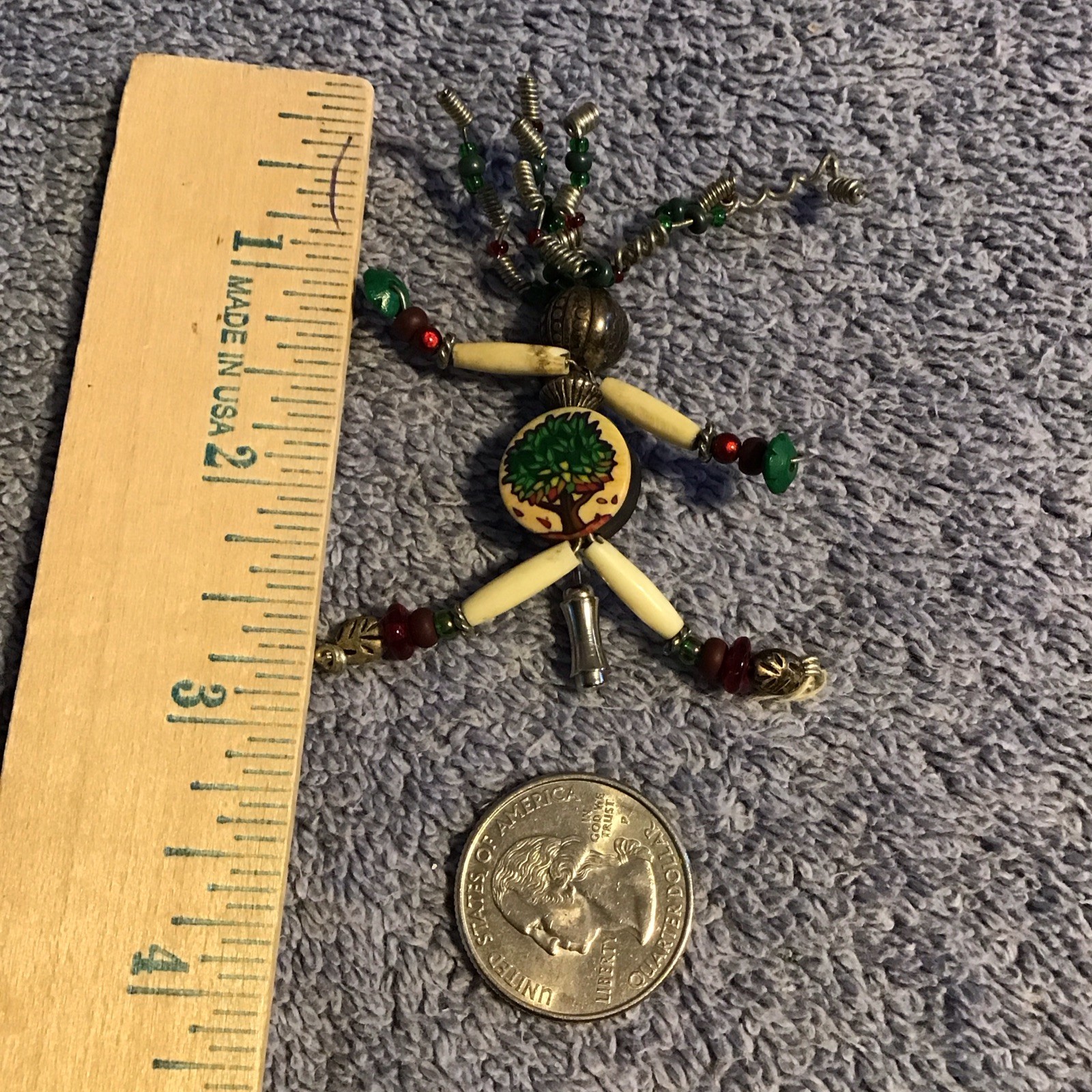 Vtg Moonbabies Style Stick Pin Person Figural Wire Hair Bead Body Estate Find
