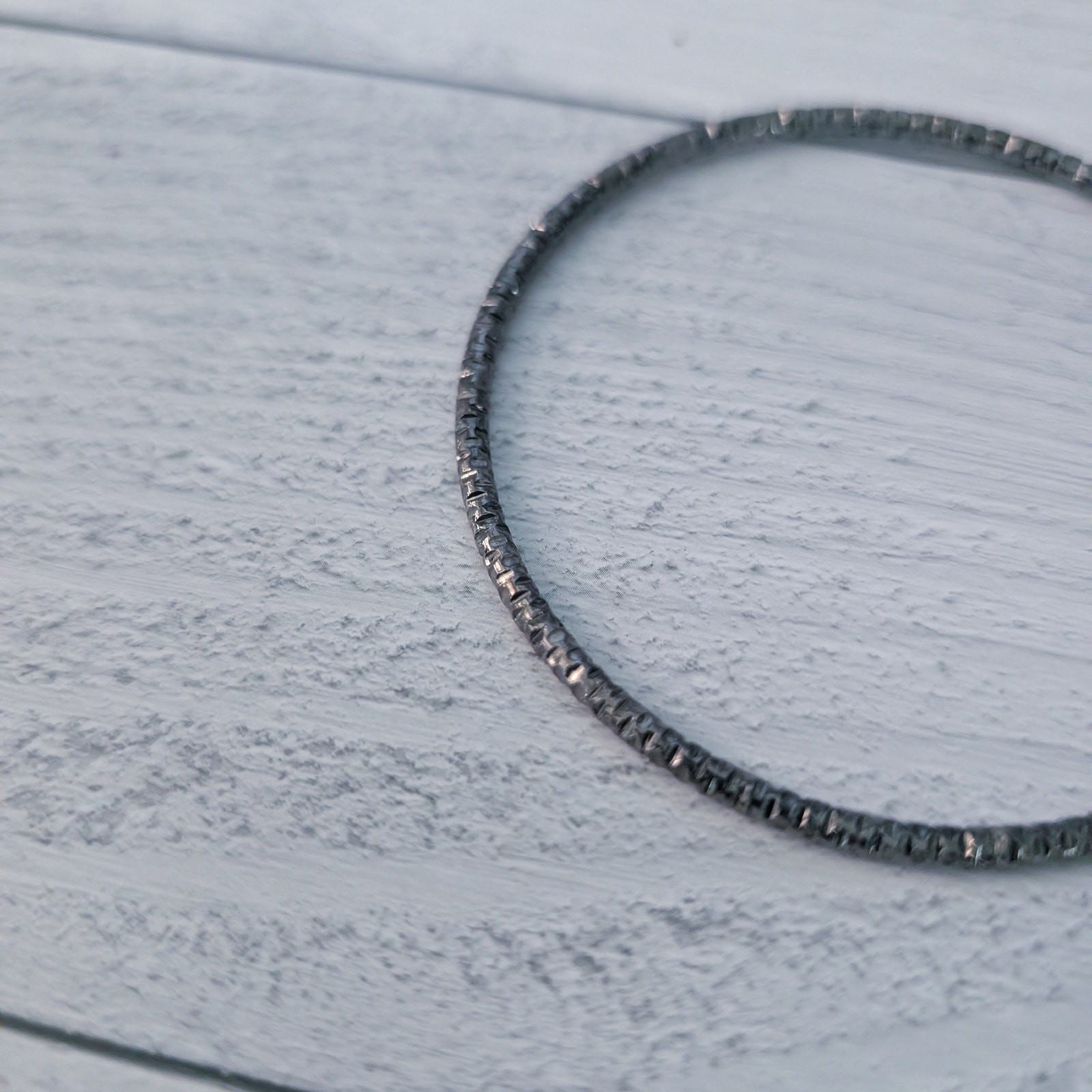 Vintage Bangle – Dark Metal with Pattern – A Bit Over 8.5″