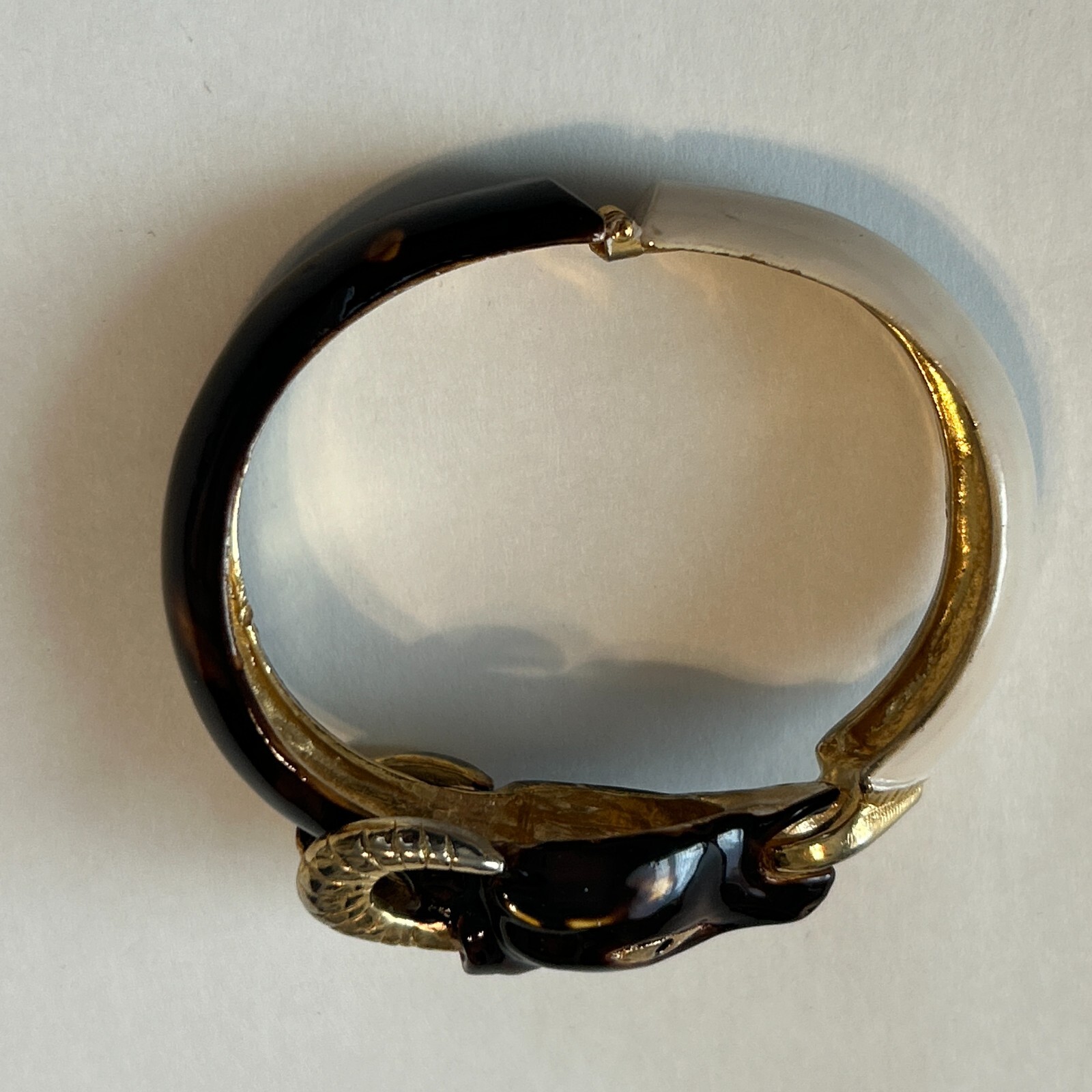 Vintage Original by Robert Ram Head Enamel Hinged Clamper Bracelet Aries Signed