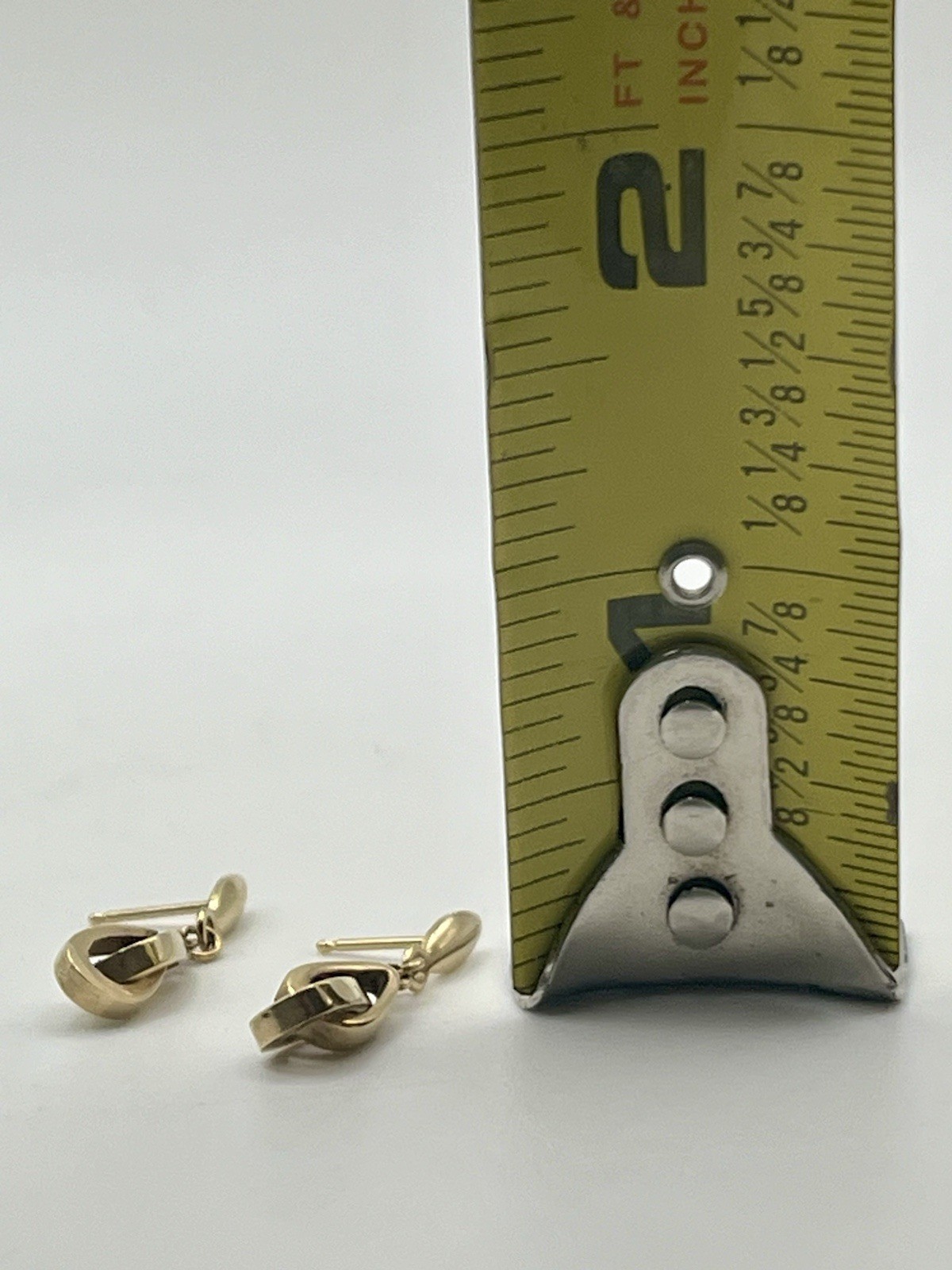 Vintage Gold Tone Double Teardrop Loop Post Dangle Drop Earrings 1” NO BACKS