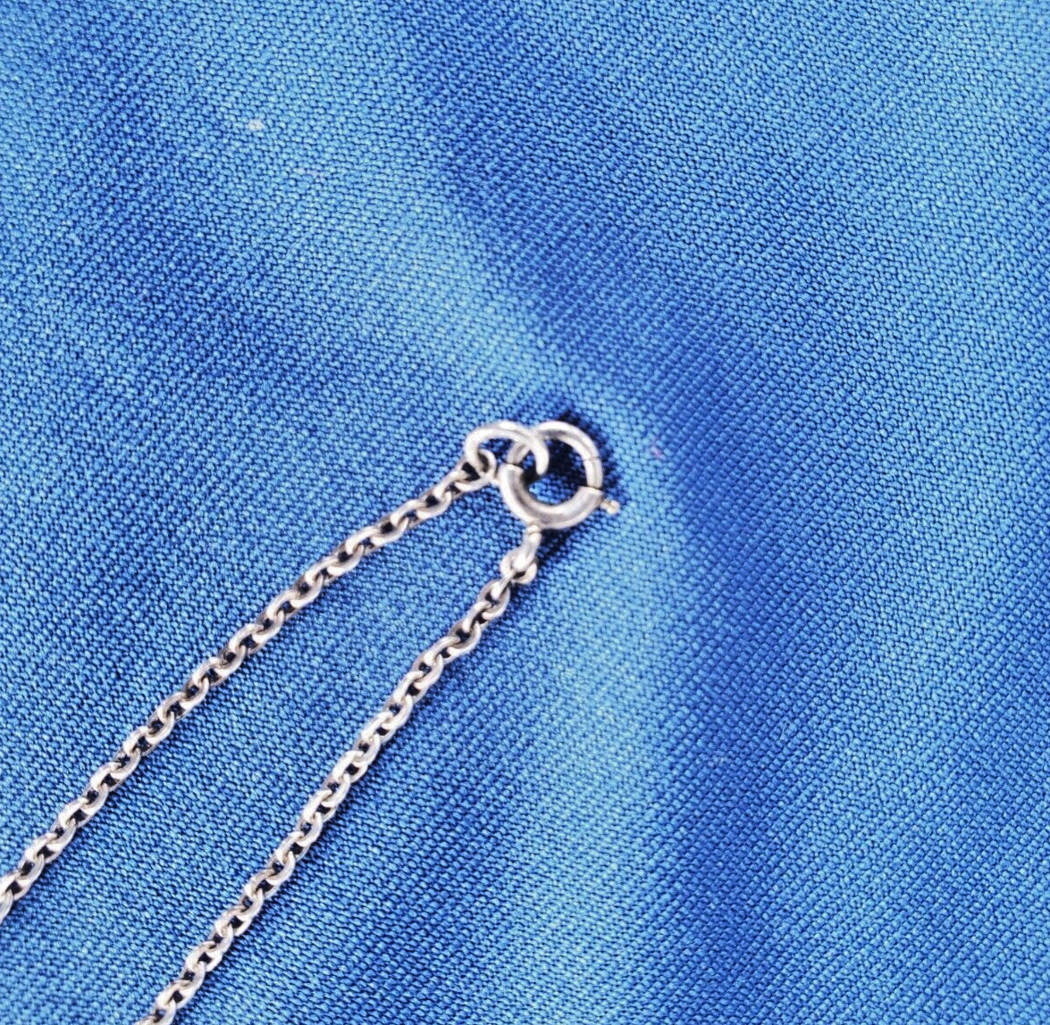 ORIGINAL Deco Guilloche Enamel STERLING SILVER 925 Necklace Antique Chain 24″ IN