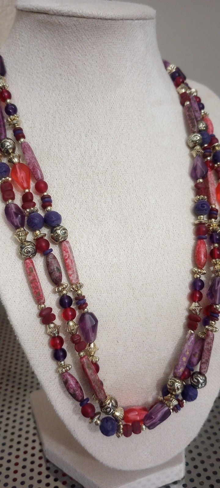 Triple-strand Beaded Necklace