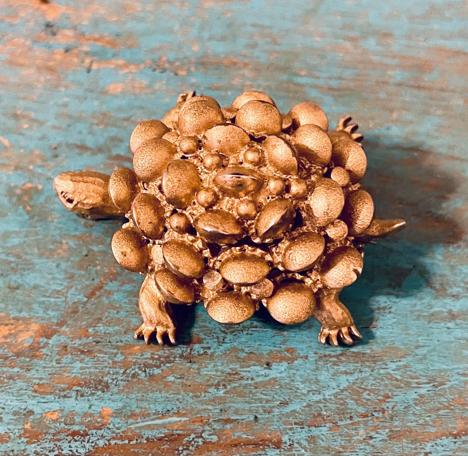 Vintage Signed HAR Turtle Brooch Pin Gold Tone Costume Jewelry