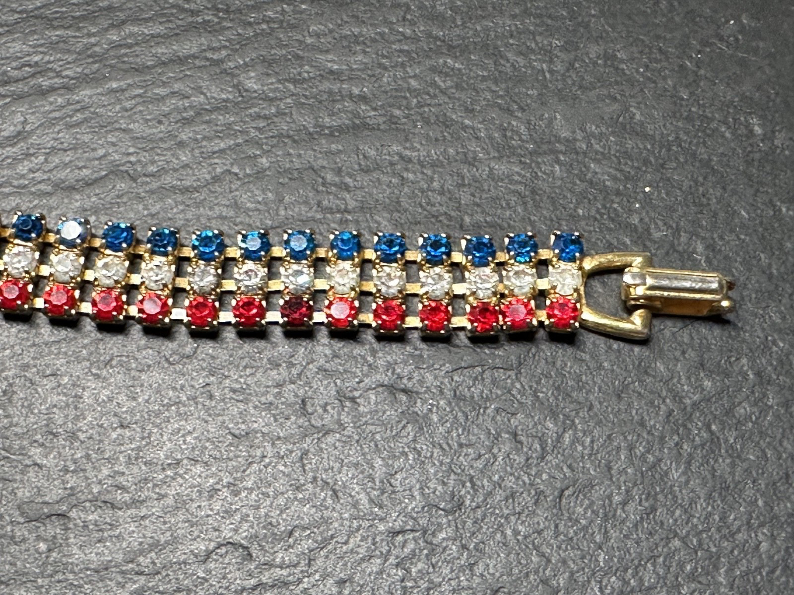 THREE DIFFERENT VINTAGE PATRIOTIC RED WHITE BLUE BRACELETS H901