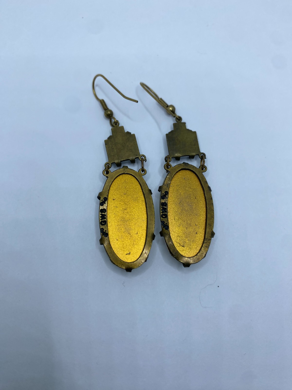 Glass Works Studio Earrings Frosted Clear Etched Faceted Glass & Rhinestones