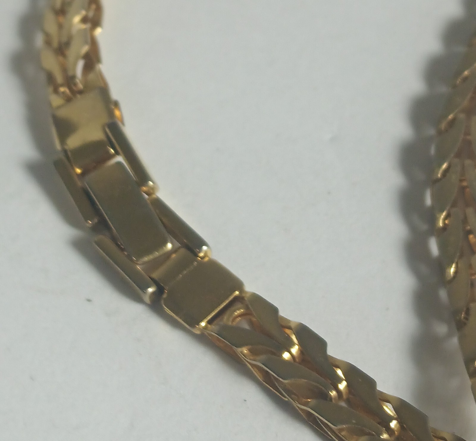 Vintage 10k Gold Plated Flat Spiga Wheat Franco Foxtail Chain Necklace 30″