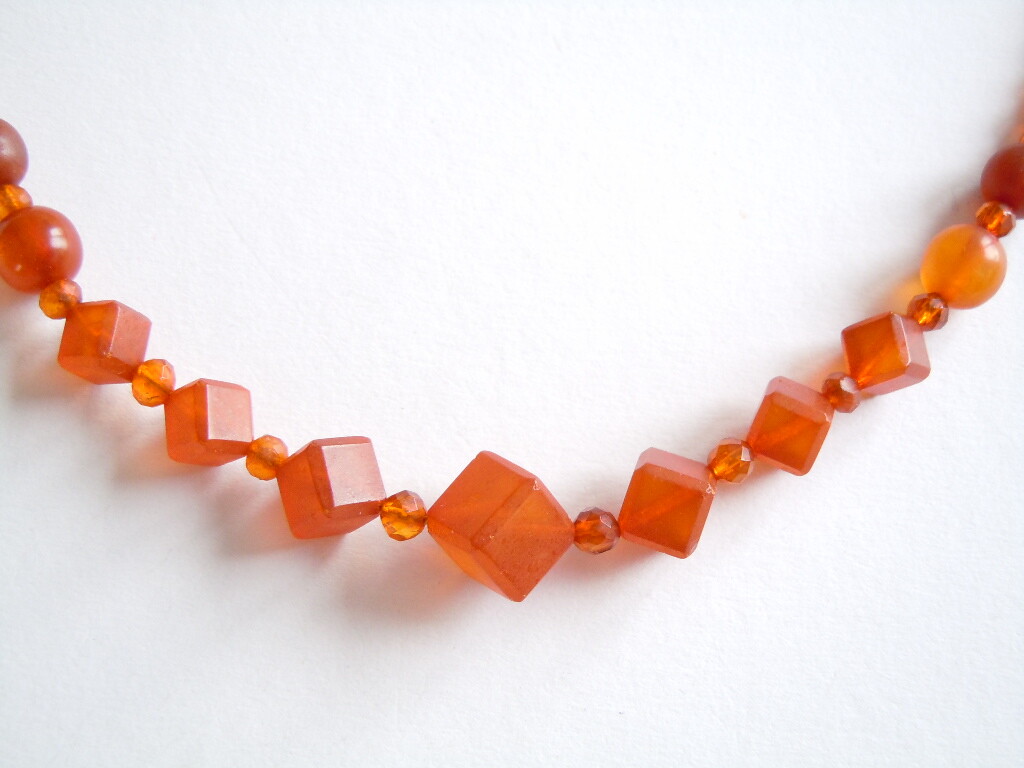 Art Deco Honey Natural Amber Necklace Collar Balls & Cubes 21.4 G/49.5 Cm