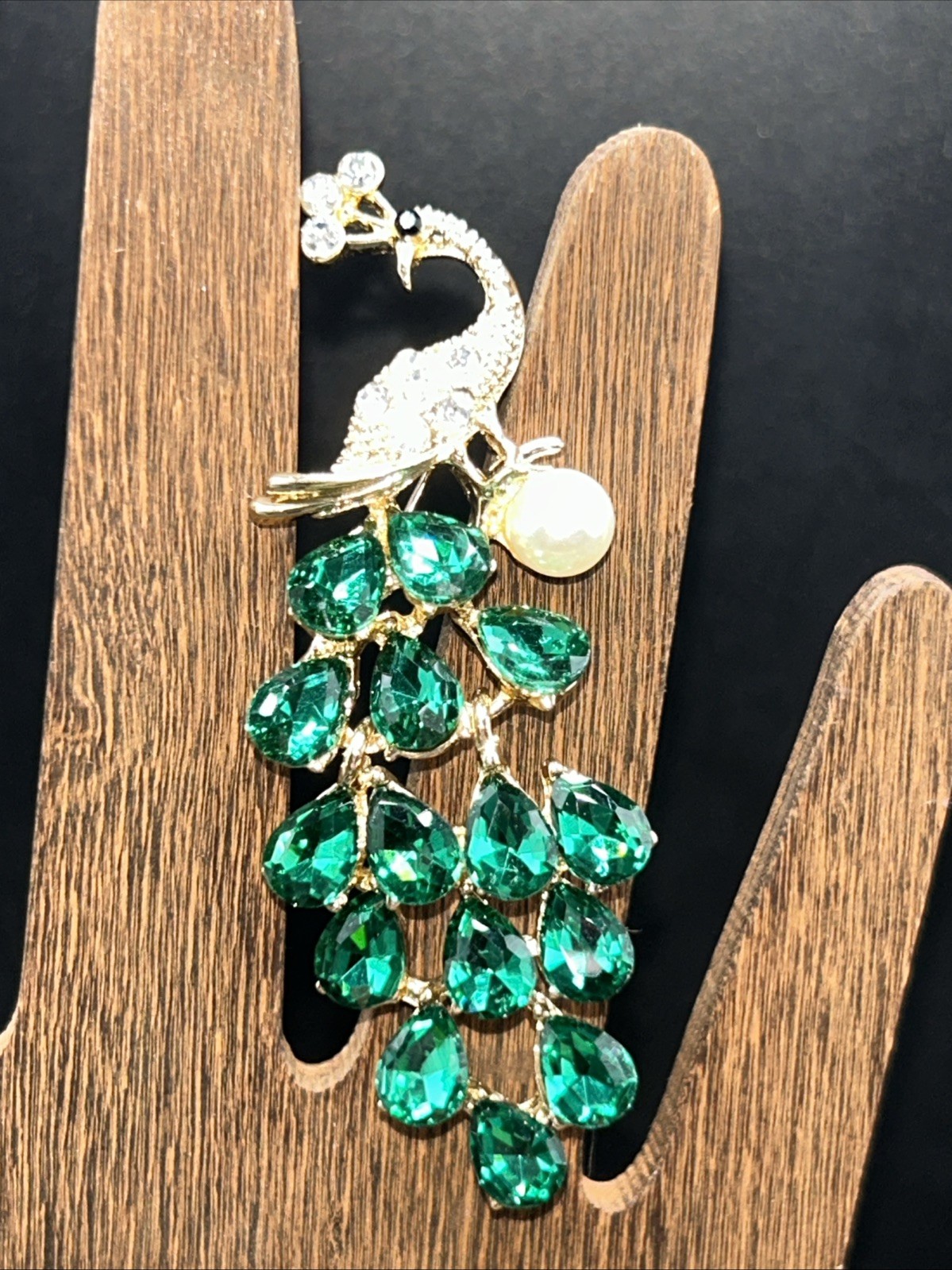 Modern Costume Jewelry Articulated Peacock Pin Brooch Gold Tone 2 3/4”