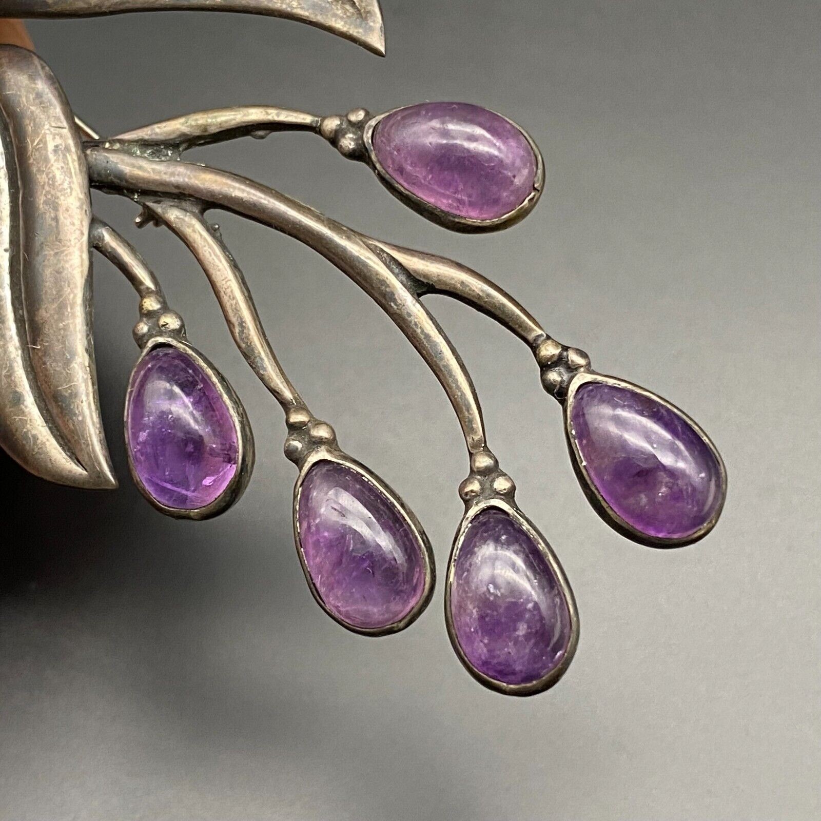 Vintage Amethyst 980 Sterling Silver 103 Pin Brooch