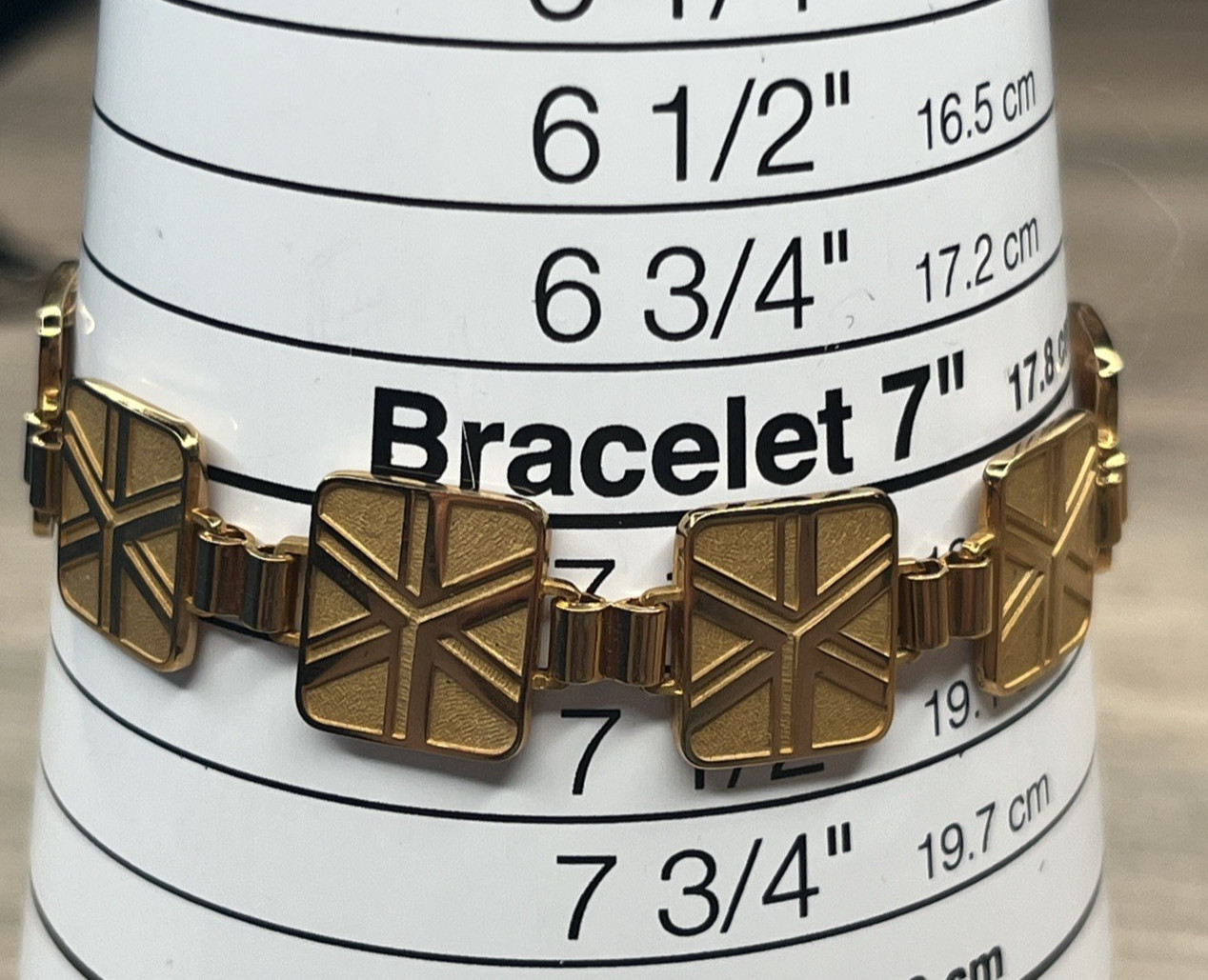 Rare Mid Century Signed Hayward Karat Klad Gold Tone Criss Cross Link Bracelet