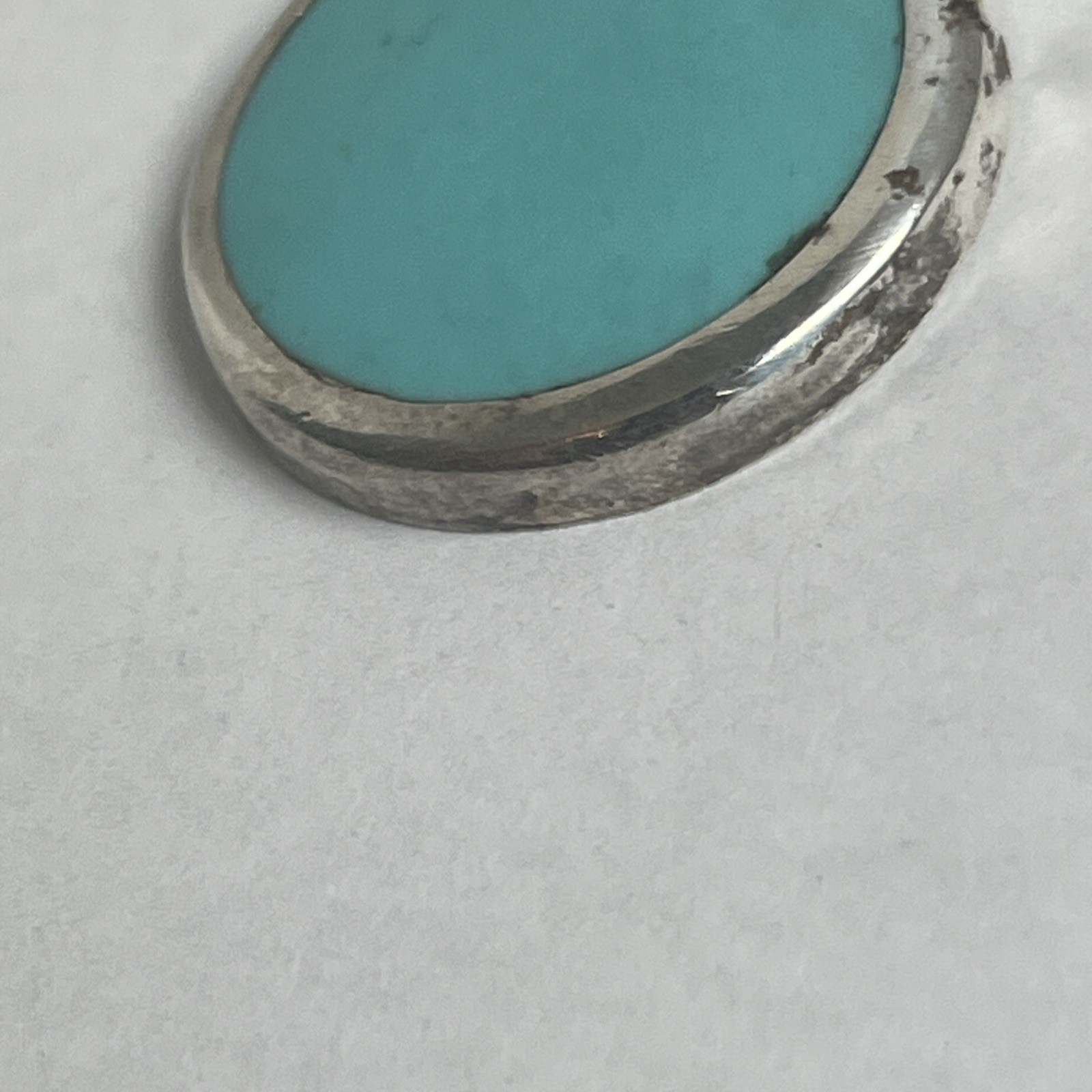 Vintage Sterling Silver ATI Mexico Turquoise Slide Pendant