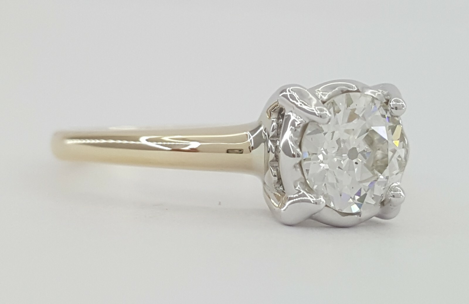 Antique Art Deco 14k Old European Solitaire Diamond Engagement Ring 0.78 ct GIA