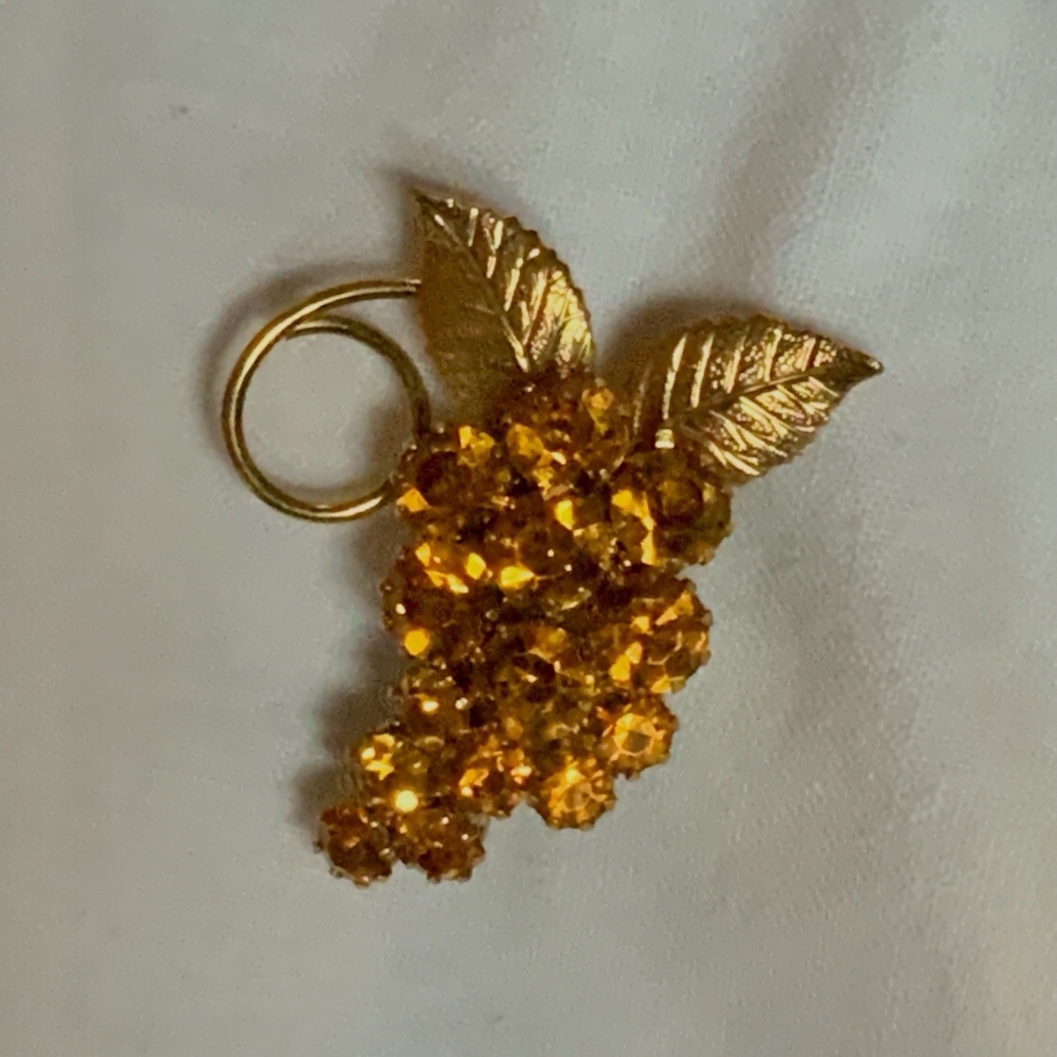 Rhinestone amber gold Grape Cluster 1.5″ Pin