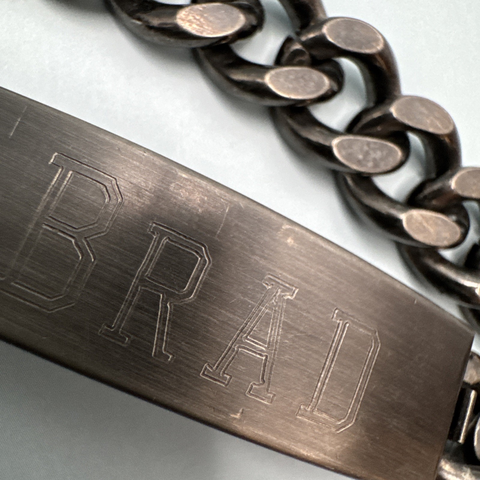 Custom “BRAD” Stainless Steel Mens Link Bracelet With Secret May 17, 1974 Date